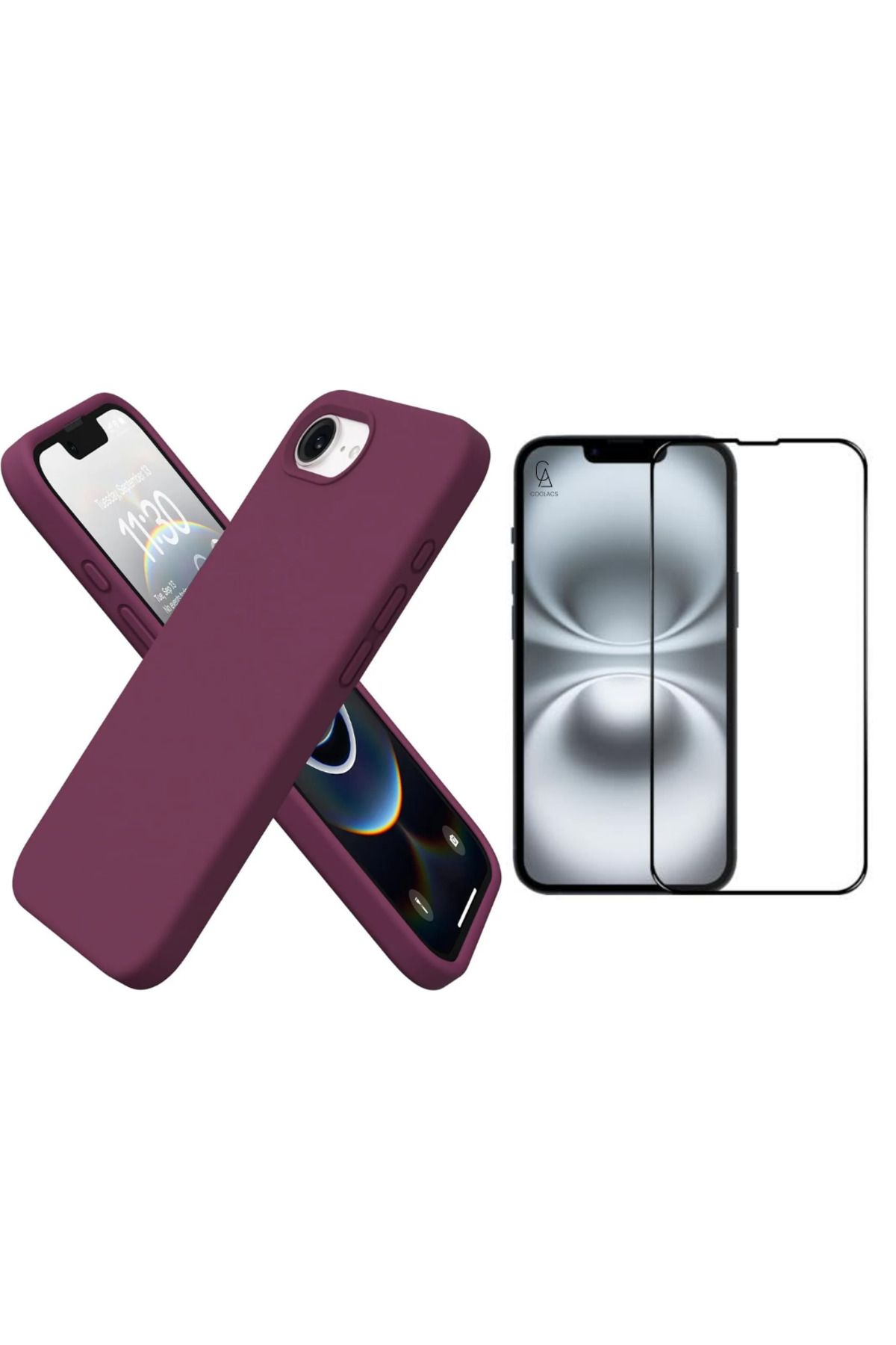 Coolacs Apple iPhone 16E Uyumlu İçi Kadife Lansman Kılıf ve 5D Tam Kaplayan Cam Ekran Koruyucu