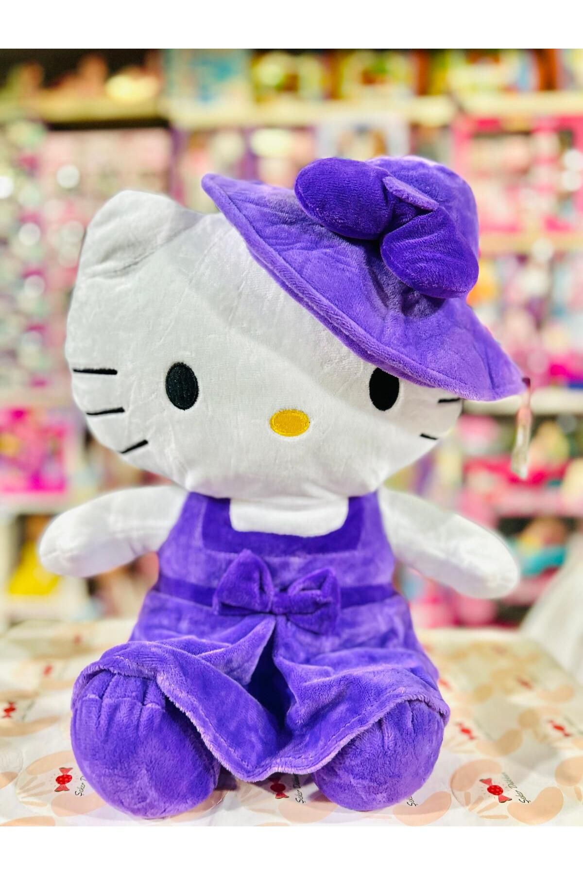 ÖZ KIRTASİYE Hello Kıty Elbiseli Şapkalı İthal Kumaş Peluş Oyuncak Uyku & Oyun Arkadaşı (40cm)