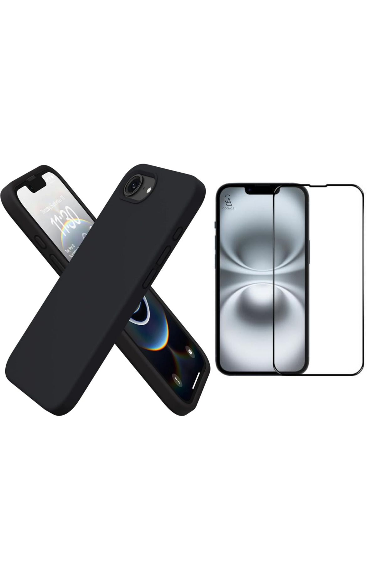 Coolacs Apple iPhone 16E Uyumlu İçi Kadife Lansman Kılıf ve 5D Tam Kaplayan Cam Ekran Koruyucu
