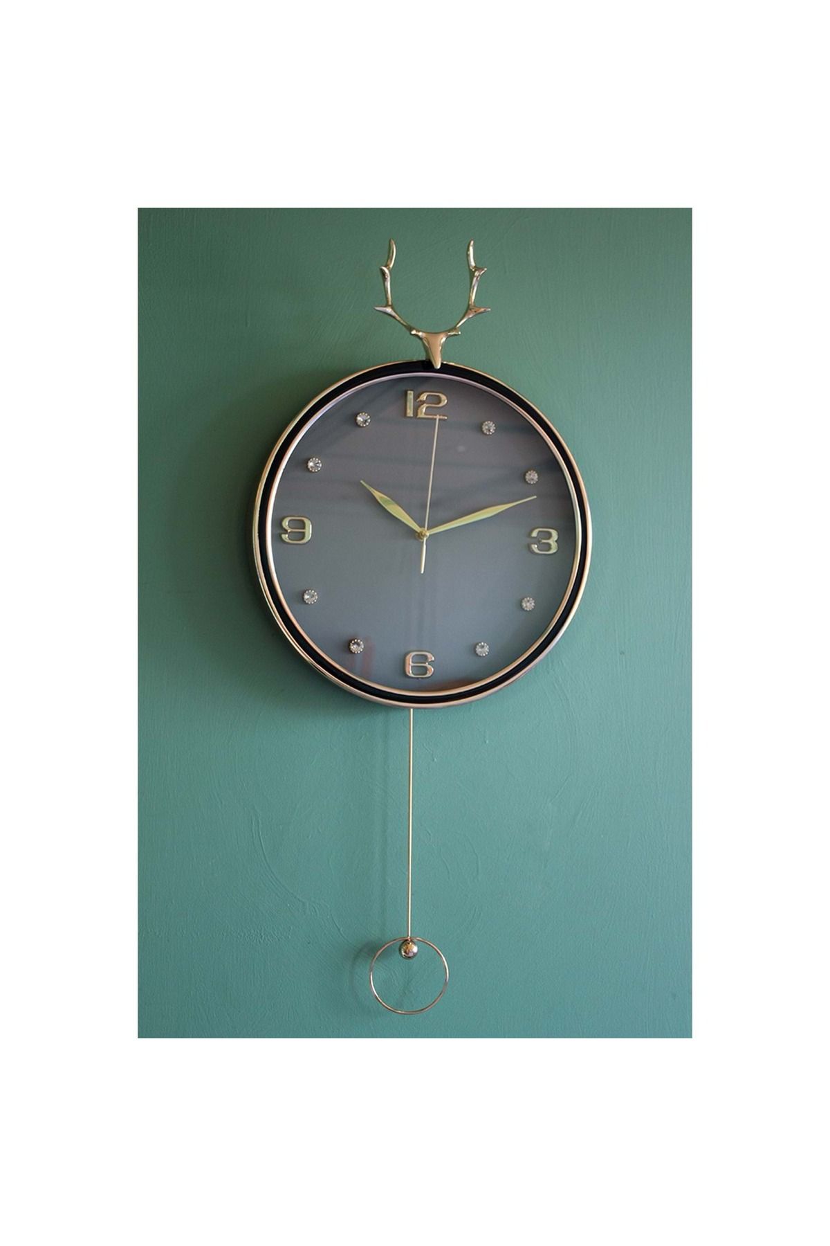 Store Geyikli Sarkaçlı Duvar Saati 47*35 Cm Model 1