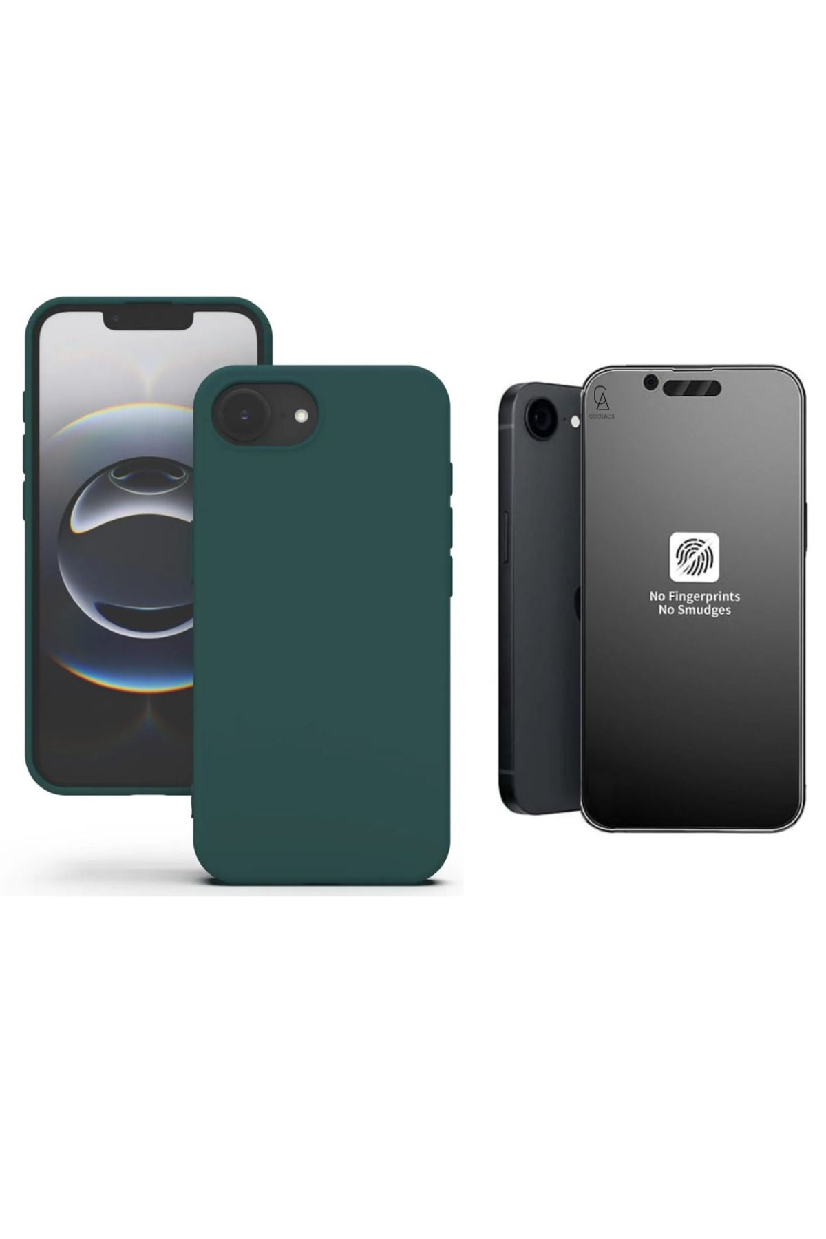 Coolacs Apple iPhone 16E Uyumlu İçi Kadife Lansman Kılıf ve Mat Seramik Tam Kaplayan Cam Ekran Koruyucu