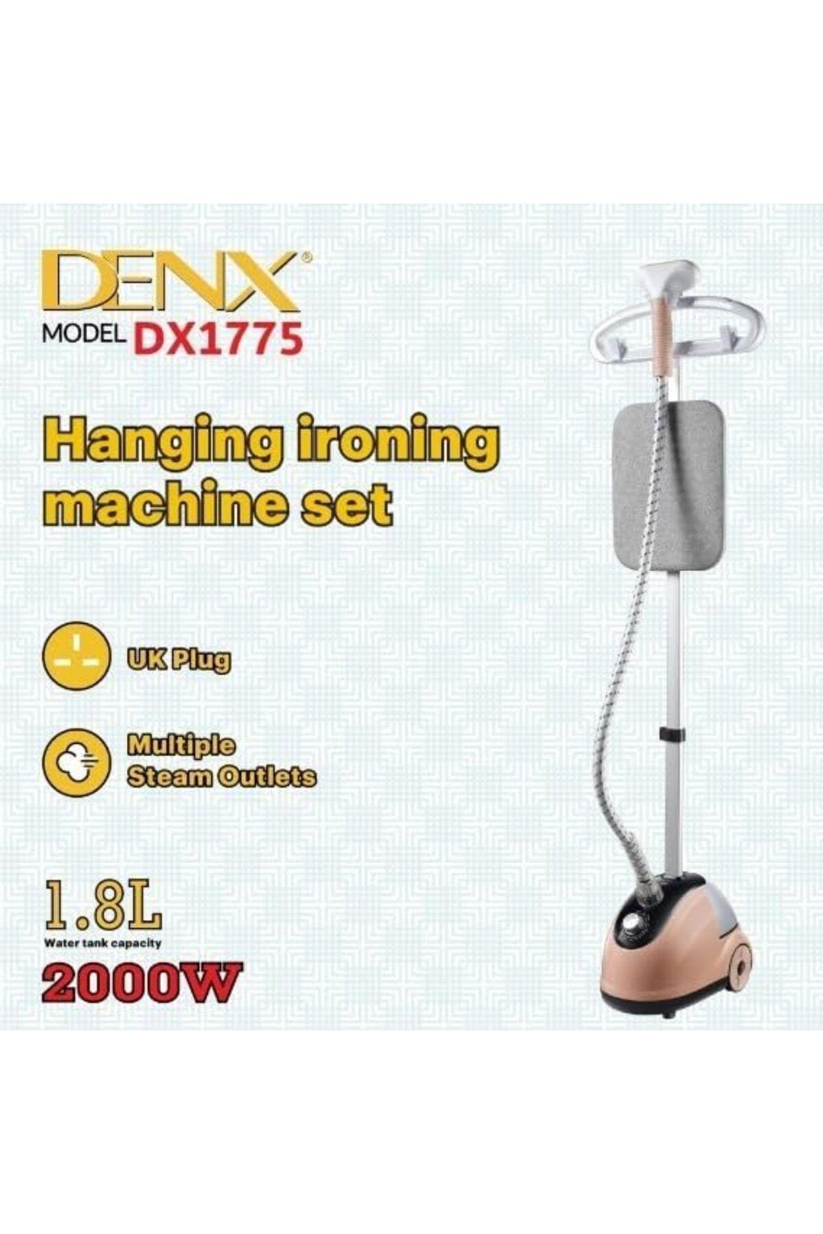 Denx-مكواة بخار احترافية للملابس، 2 في 1، مكواة بخار عمودية مسطحة، 2000 واط، تسخين سريع بسعة 1.8 لتر 5