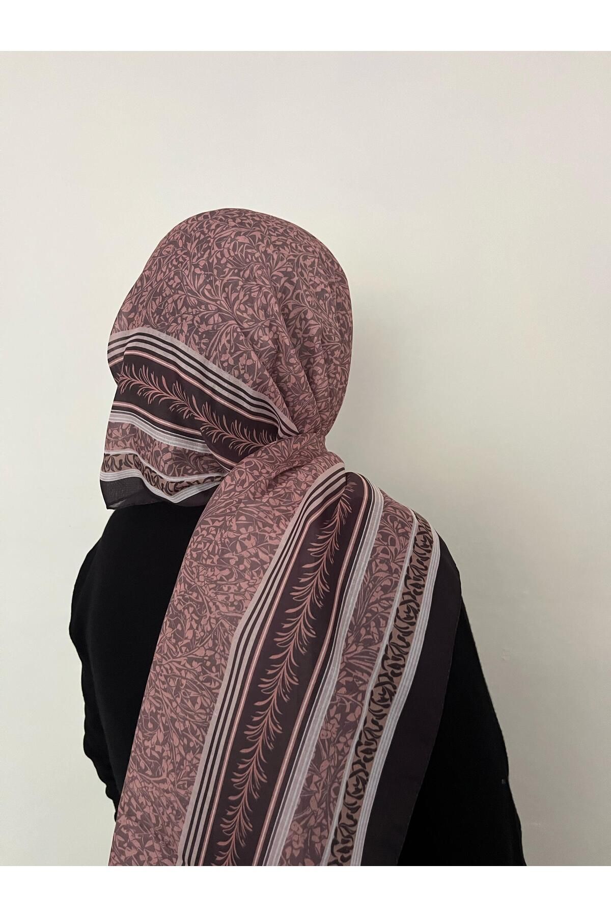 BOUTİCON Yaprak Desenli Siyah Pamuklu Şal
