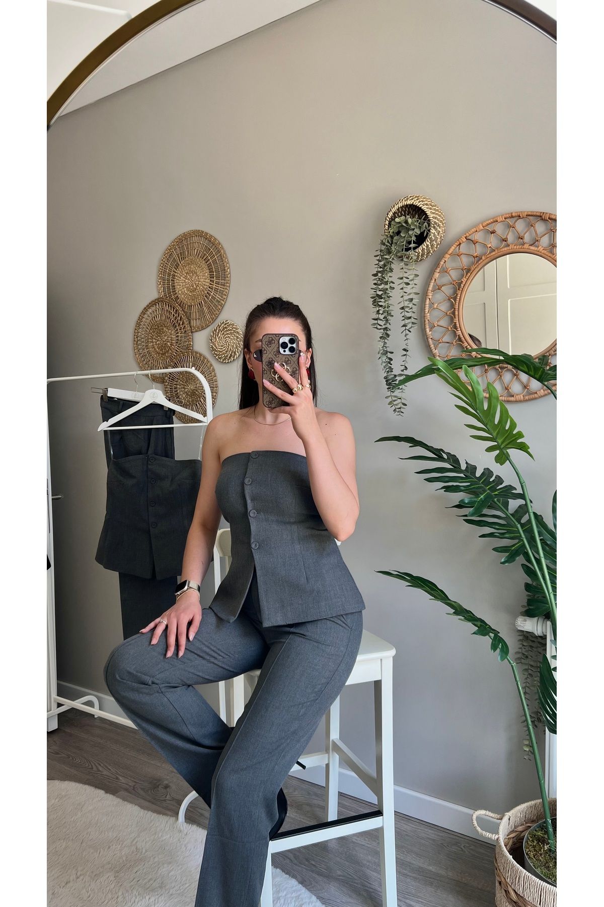 ASEL ÇANKAYA BUTİK Straplez Pantolon Takım