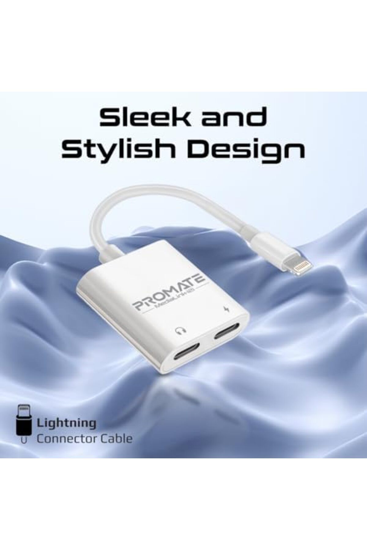 Promate-Portable Dual Lightning Adapter with Support For iOS 7 And Above, Easy Plug and Play Setup, 8