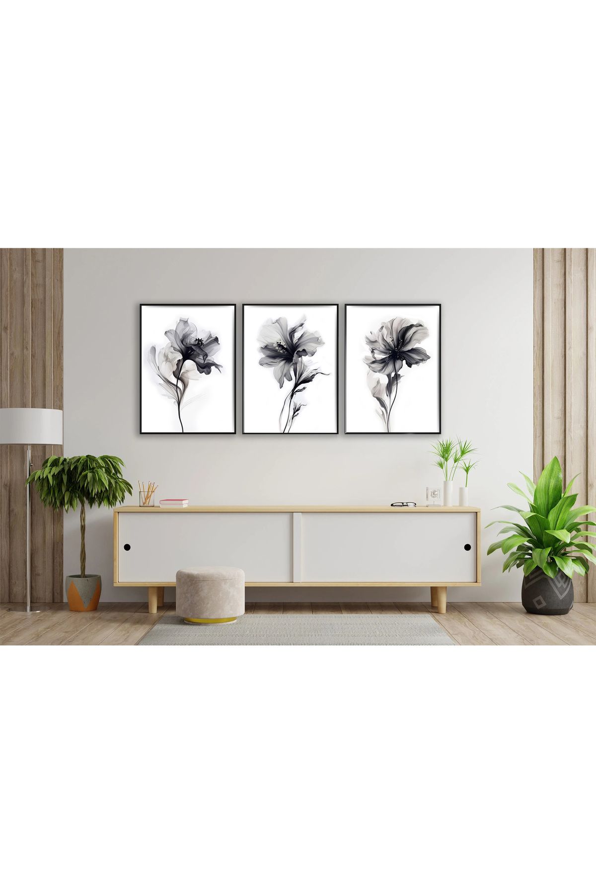 Gepetto Wood Ahşap Çerçeveli 3'lü Minimalist Tablo