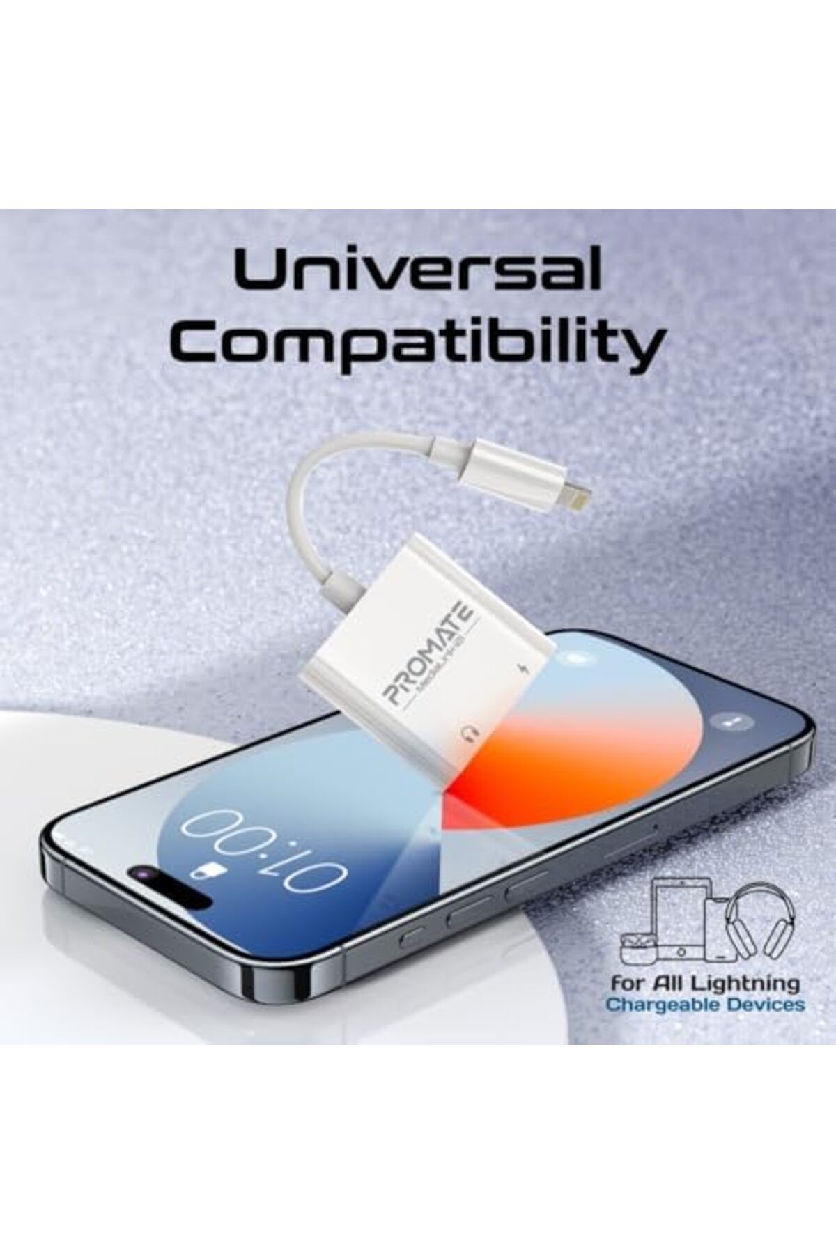 Promate-Portable Dual Lightning Adapter with Support For iOS 7 And Above, Easy Plug and Play Setup, 7