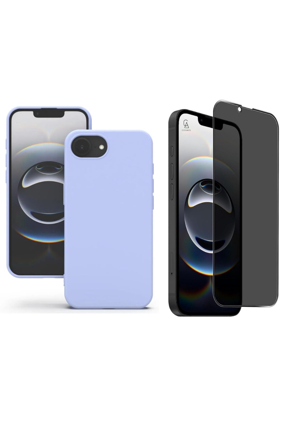 Coolacs Apple iPhone 16E Uyumlu İçi Kadife Lansman Kılıf ve Hayalet Privacy Tam Kaplayan Cam Ekran Koruyucu