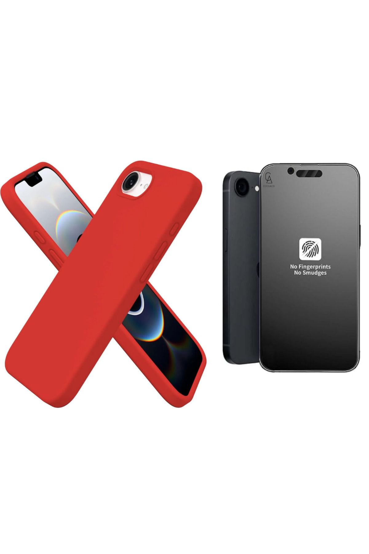Coolacs Apple iPhone 16E Uyumlu İçi Kadife Lansman Kılıf ve Mat Seramik Tam Kaplayan Cam Ekran Koruyucu