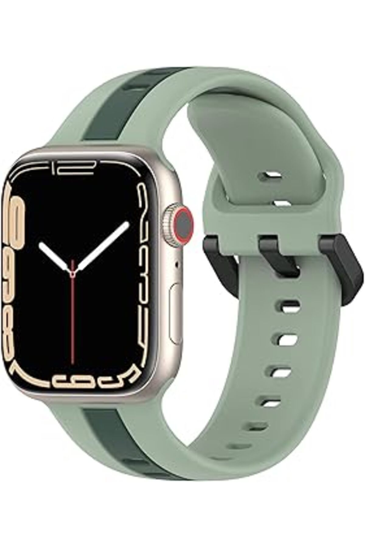 Pazarcan Watch Ile Uyumlu 42/44/45/49 Mm Metal Tokalı Spor Silikon Kordon Çift Renkli Hava Alabilen Delikli