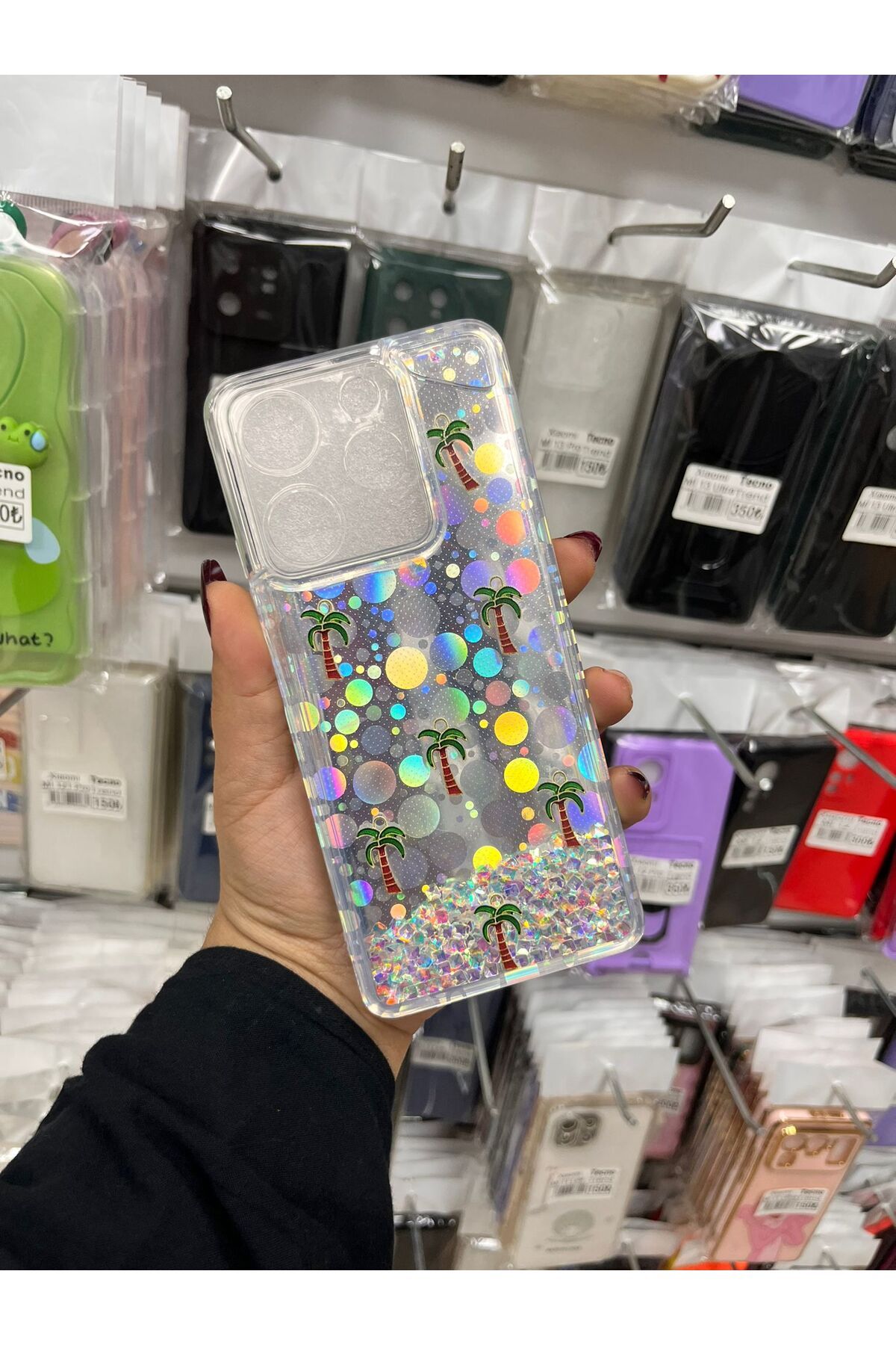 TECNOTREND Tecno Spark 10 Pro Sulu parıltılı Hologramlı şeffaf silikon kılıf