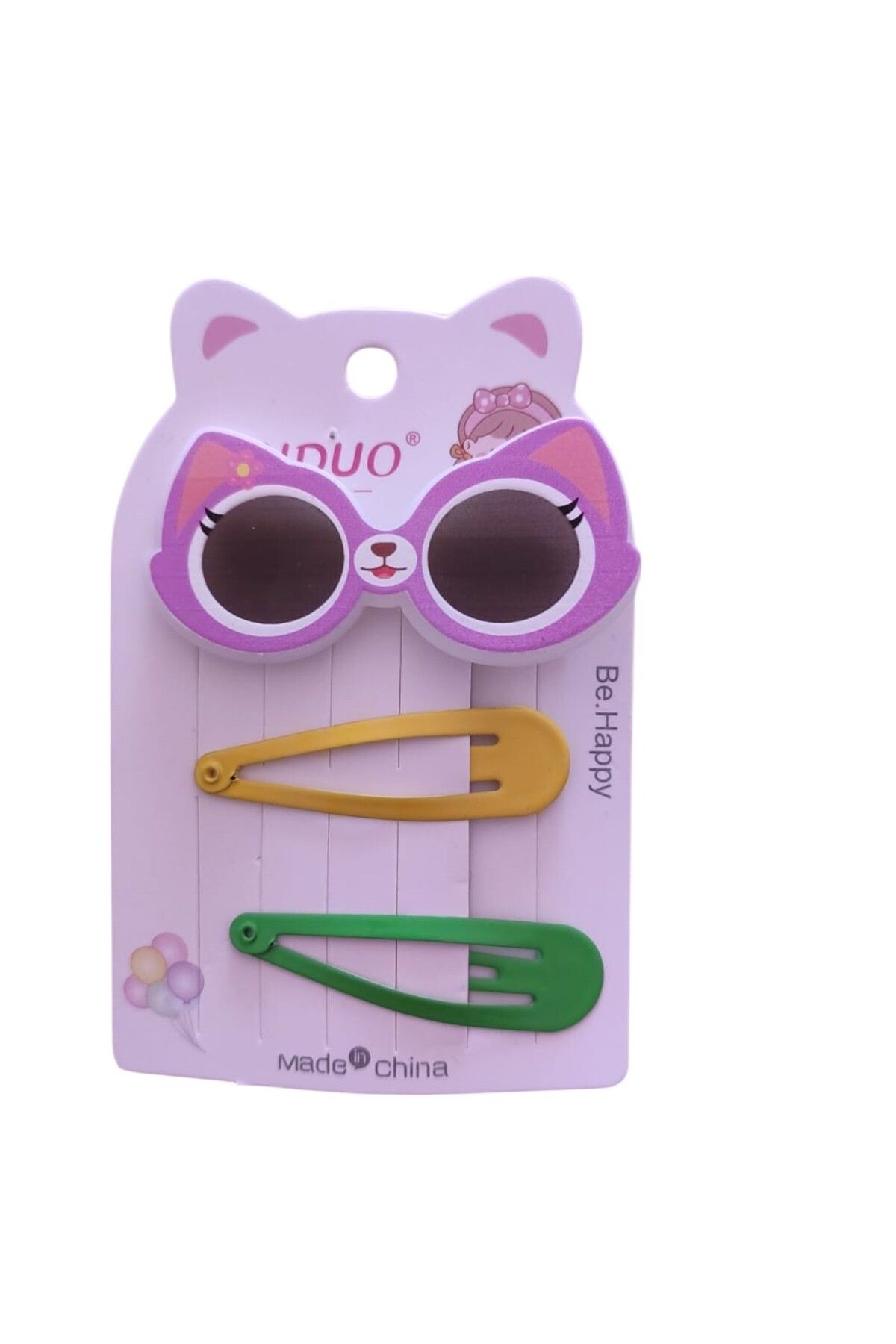FAMEMUS ACCESSORY Renkli Tokalar ve Sevimli Kedi Gözlüğü Seti (3 Parça)