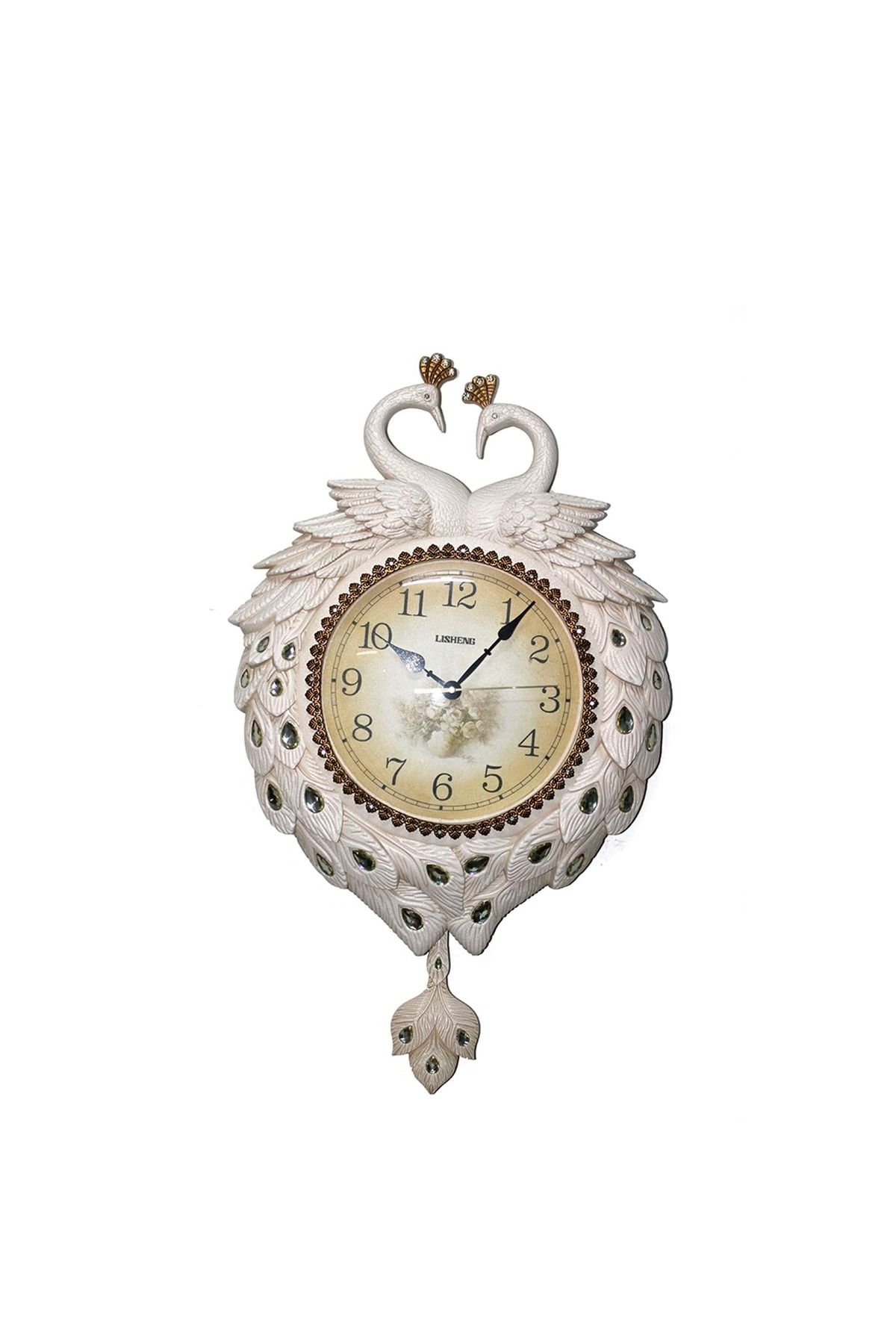 Store Duvara Asmalı Tavuskuşu Saat 60*42 Cm