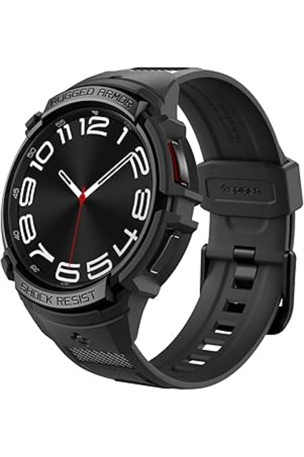 Pazarcan Galaxy Watch 6 Classic (43Mm) Ile Uyumlu Kılıf & Kordon Rugged Armor Pro Black - Acs06492