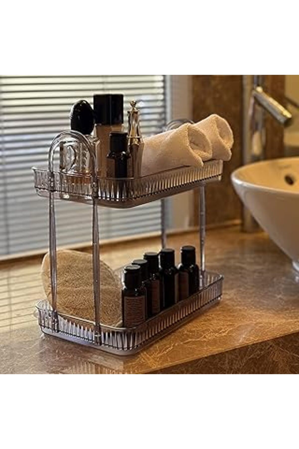 ASİTAN Banyo Düzenleyici Organizer Banyo Rafı (Duman Gri)