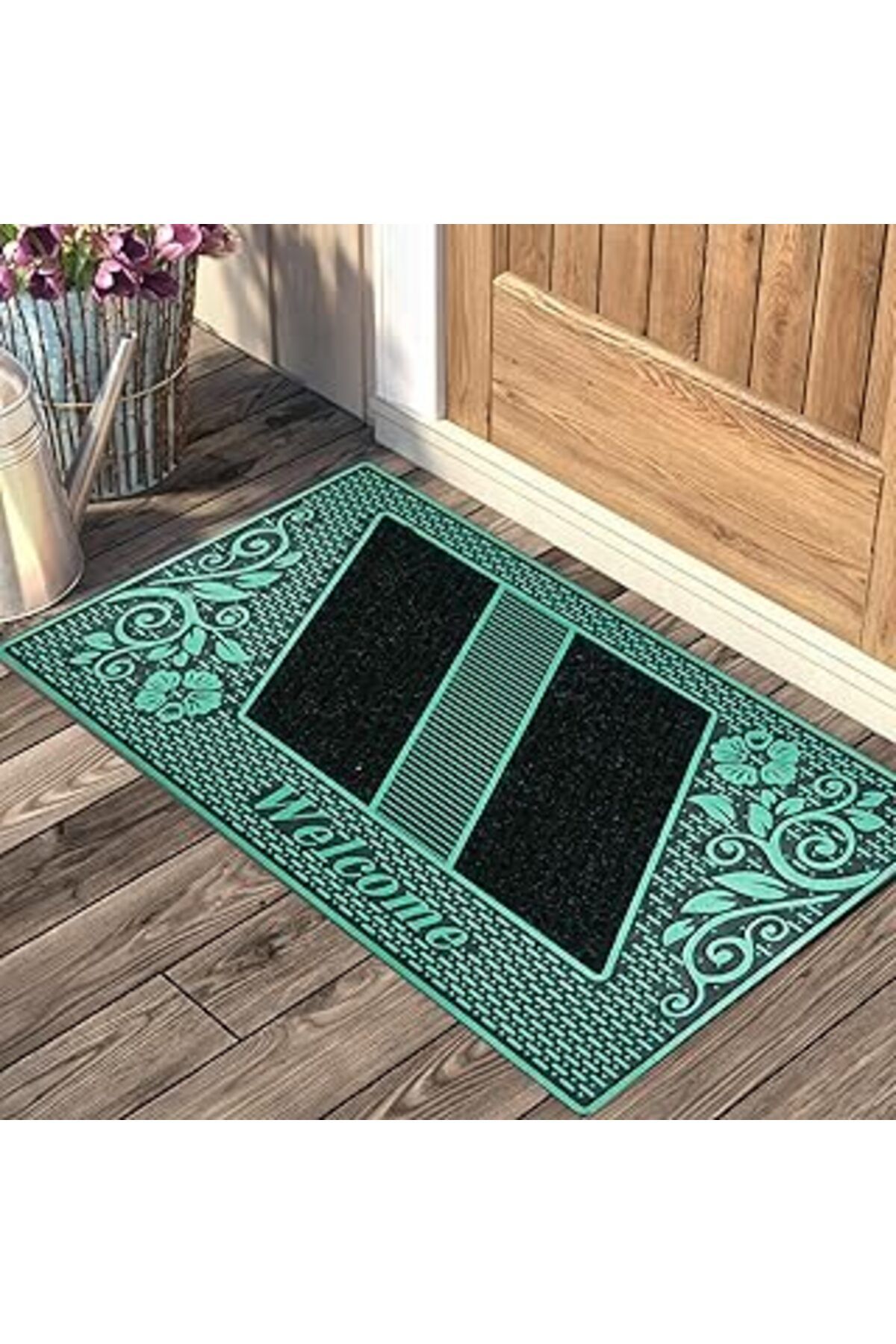 Mu Art Ahşap Myfloor Welcome Yazılı Toz Tutma Özellikli Kauçuk Kapı Önü Paspası