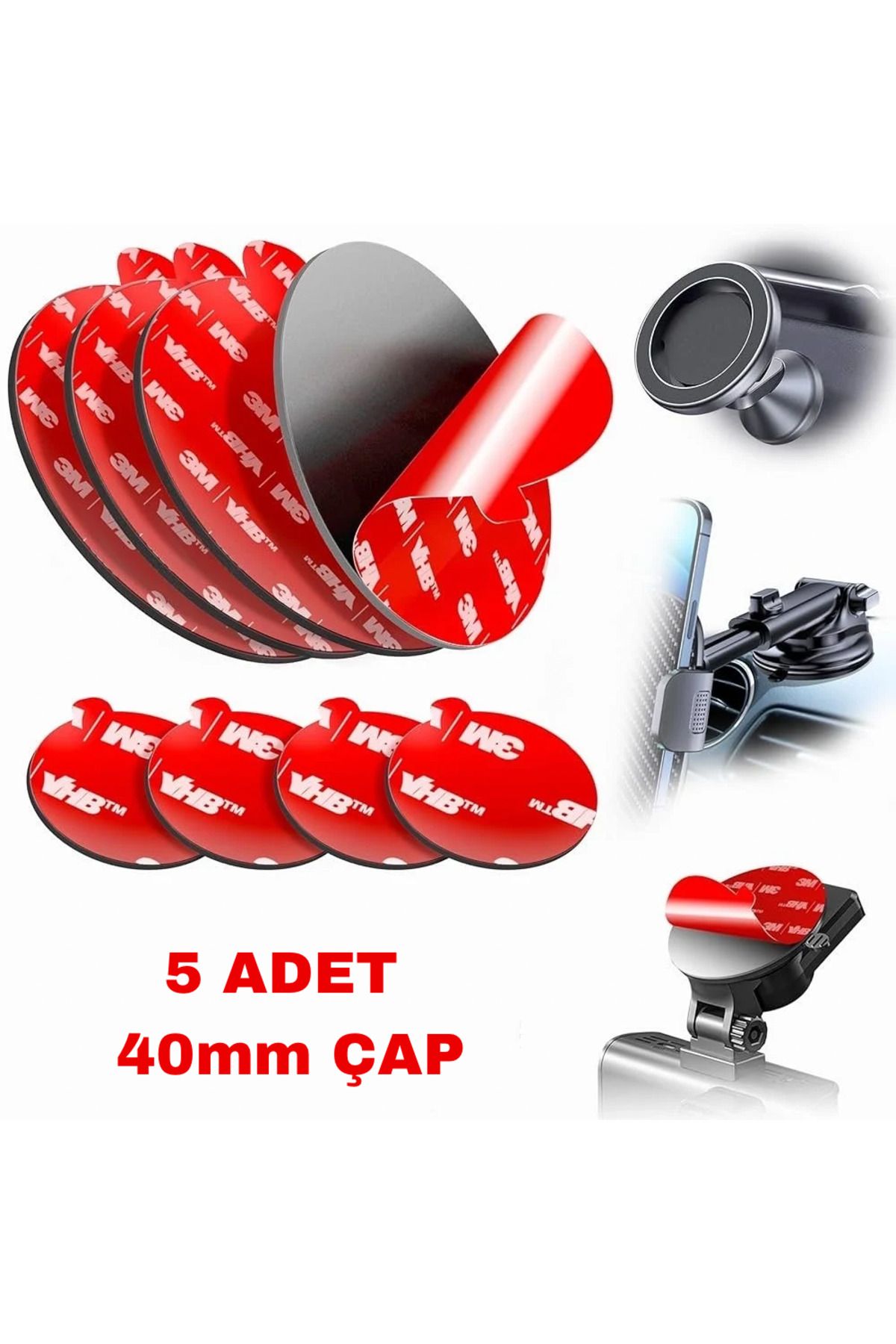 3M Çift Taraflı Bant 5 Adet 40mm Çap VHB 5952F(siyah vhb)