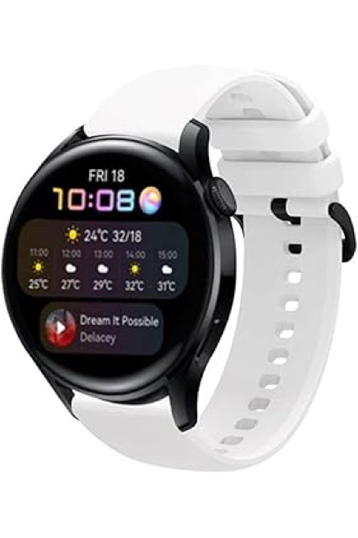 Pazarcan Huawei Watch Gt 3 Pro 46 Mm İle Uyumlu Kayış Termoplastik Perforated Kordon, Beyaz