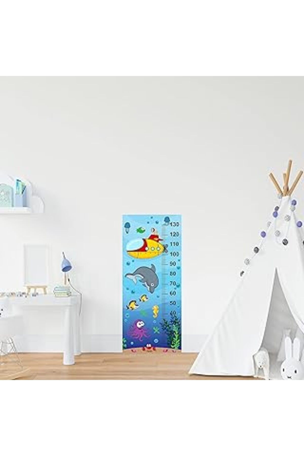 ASİTAN Çocuk Odası Bebek Odası Boy Ölçer Boy Cetveli Sticker Su Altı