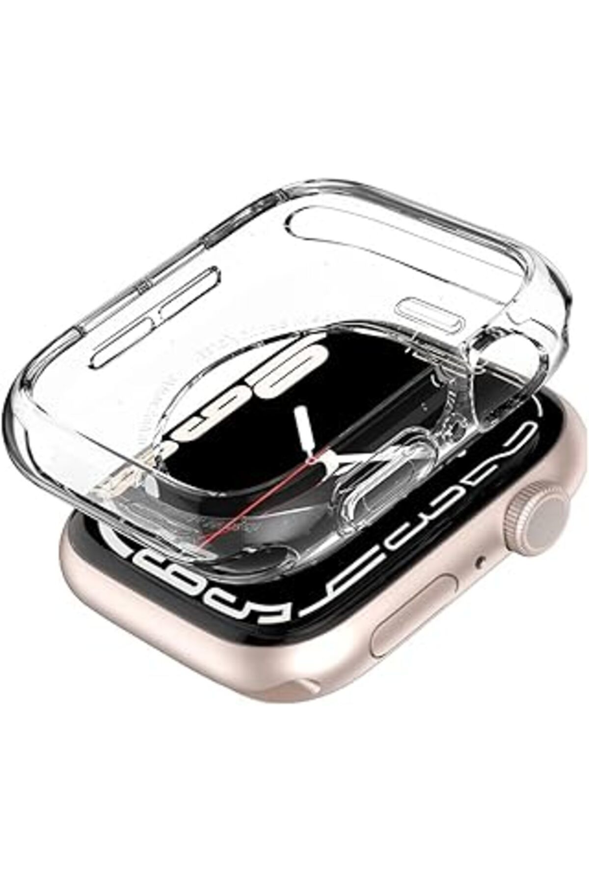 Pazarcan Watch 45Mm/44Mm (Seri 9/8/Se2/7/6/Se/5/4) Kılıf Liquid Crystal 4 Tarafı Tam Koruma Crystal Clear -