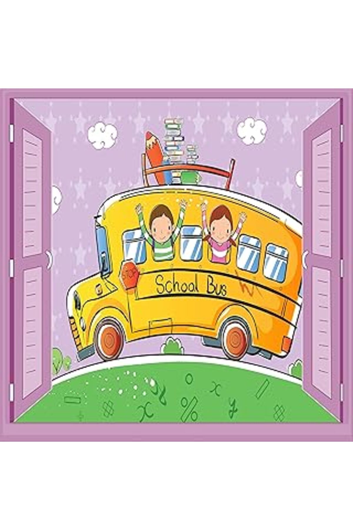 ASİTAN Çocuk Odası Bebek Odası Pencere Poster Duvar Kağıdı Otobüs