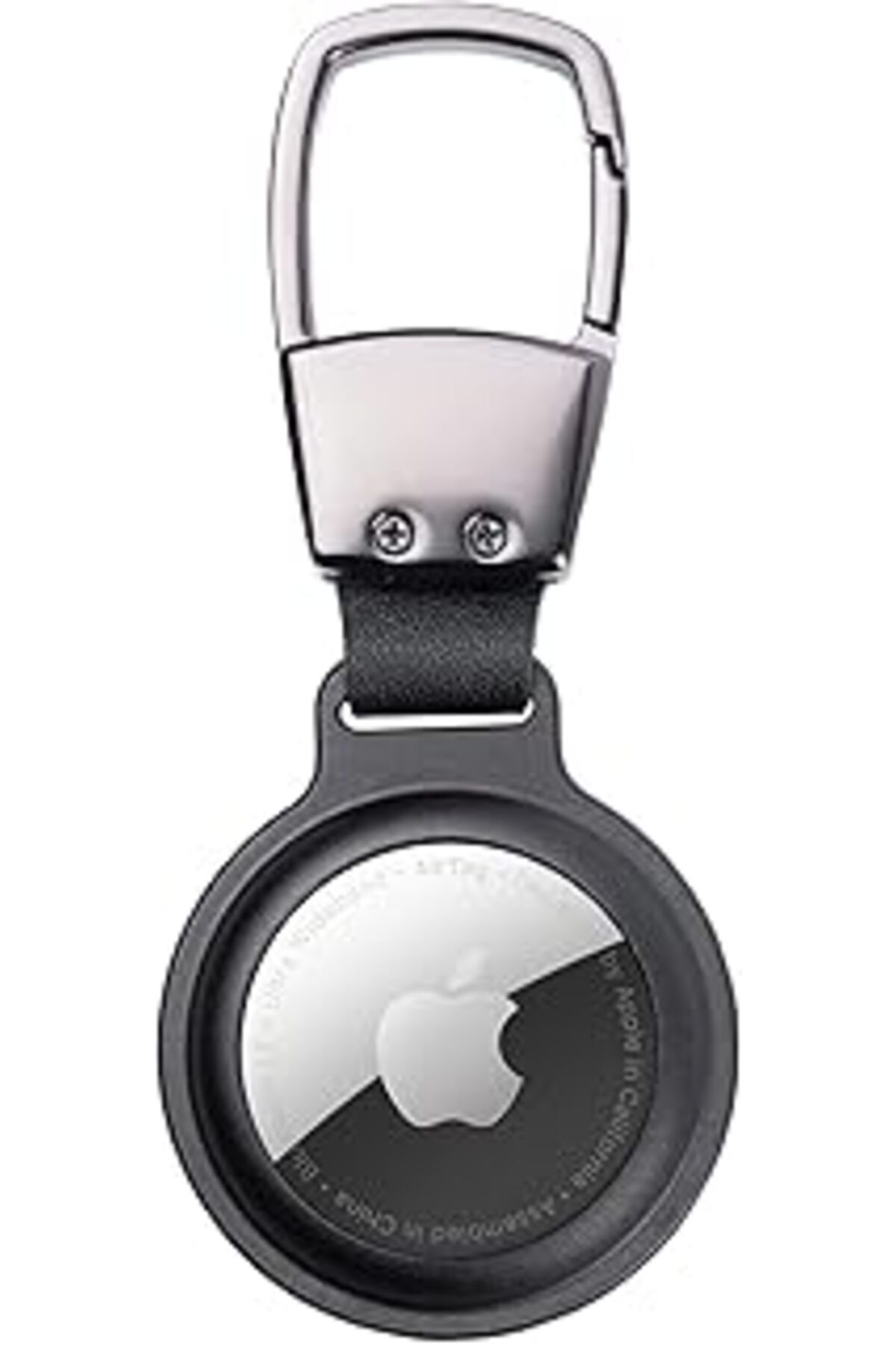 Mu Art Ahşap Buff Tagsafe Hooksteel Taşınabilir Anahtarlık Darbeye Dayanıklı Metal Askılı Airtag Kılıf (Siyah)