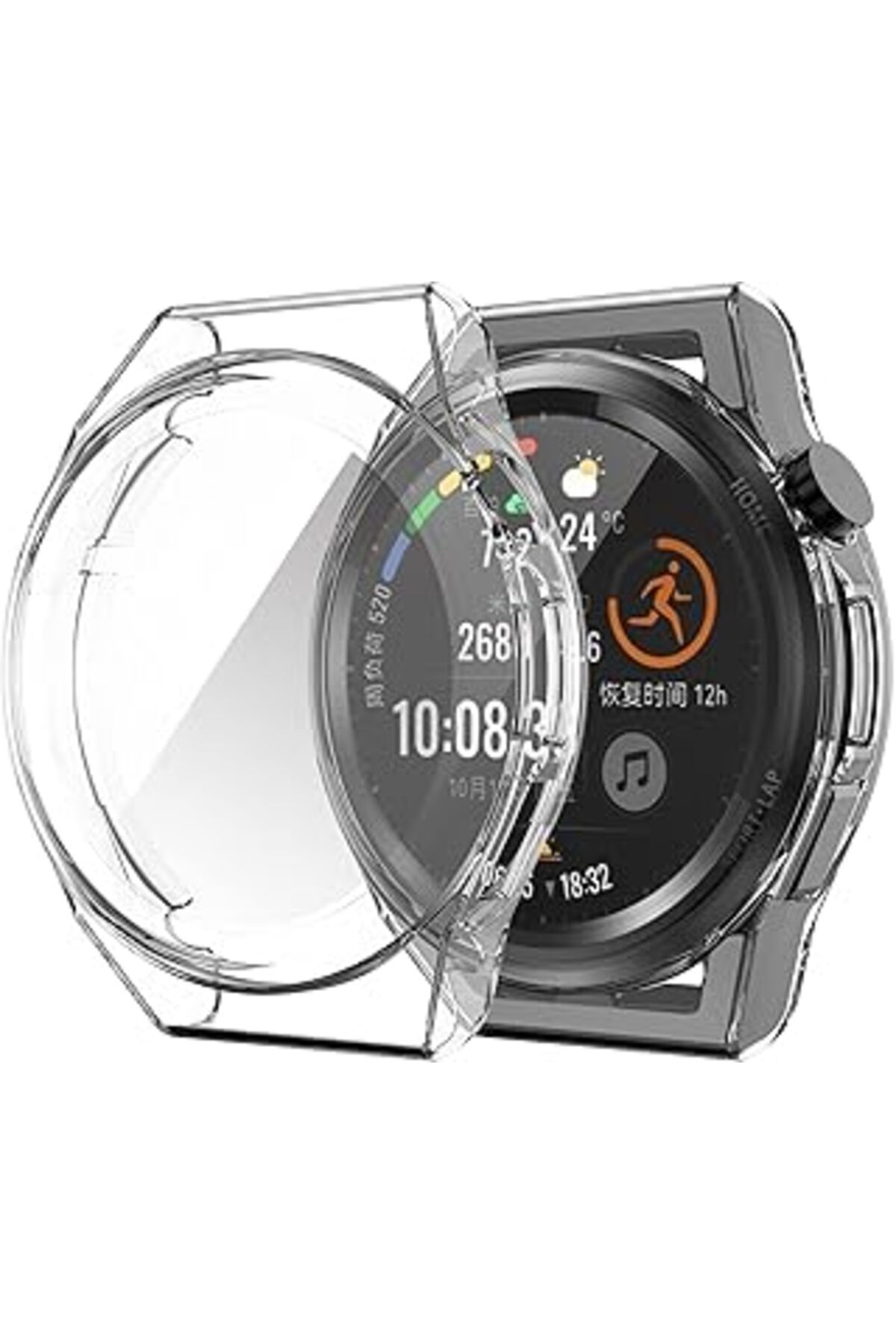 Pazarcan Kılıf Silikon Komple Önü Kapatan Şeffaf 360 0.2 Mm Tpu Huawei Watch Gt 3 Pro 46 Mm Ile Uyumlu