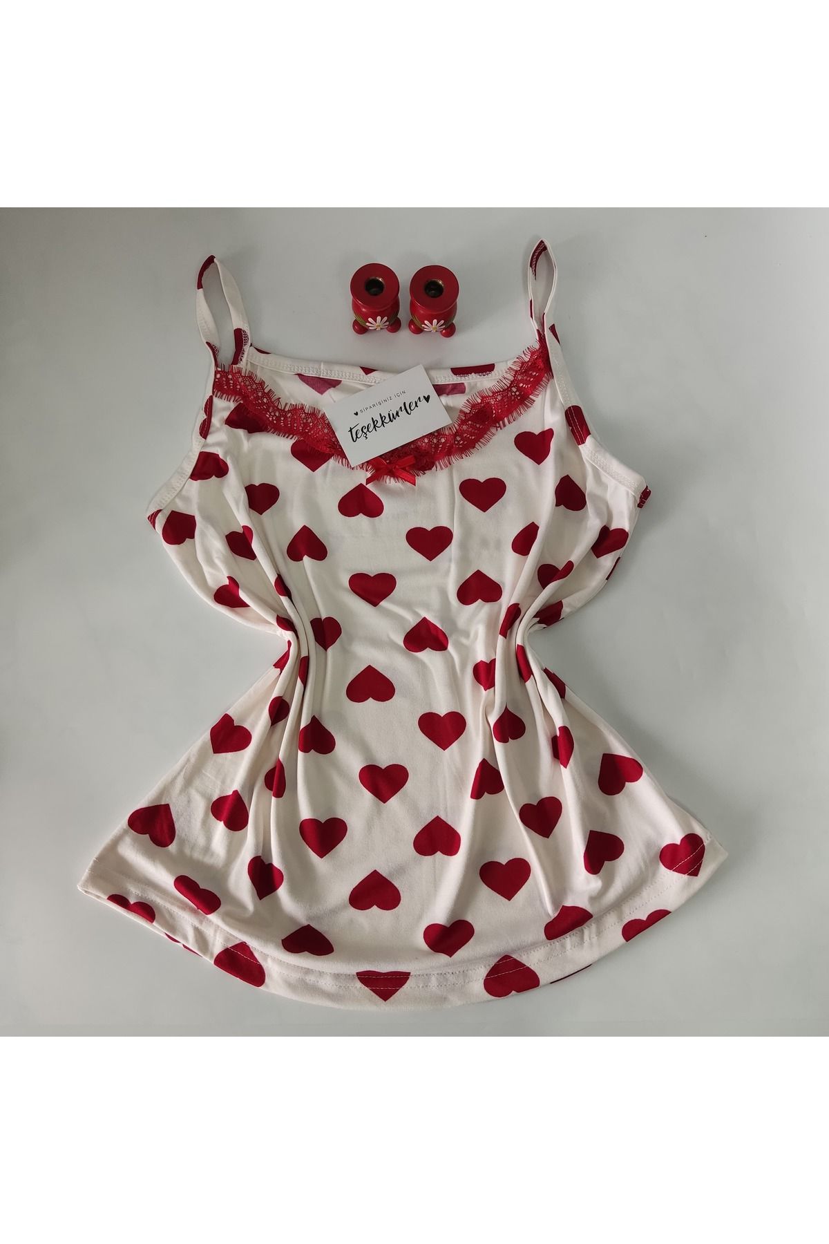 BOYRAZ Kalp Desenli Milan Kumaş Kadın Pijama Takımı