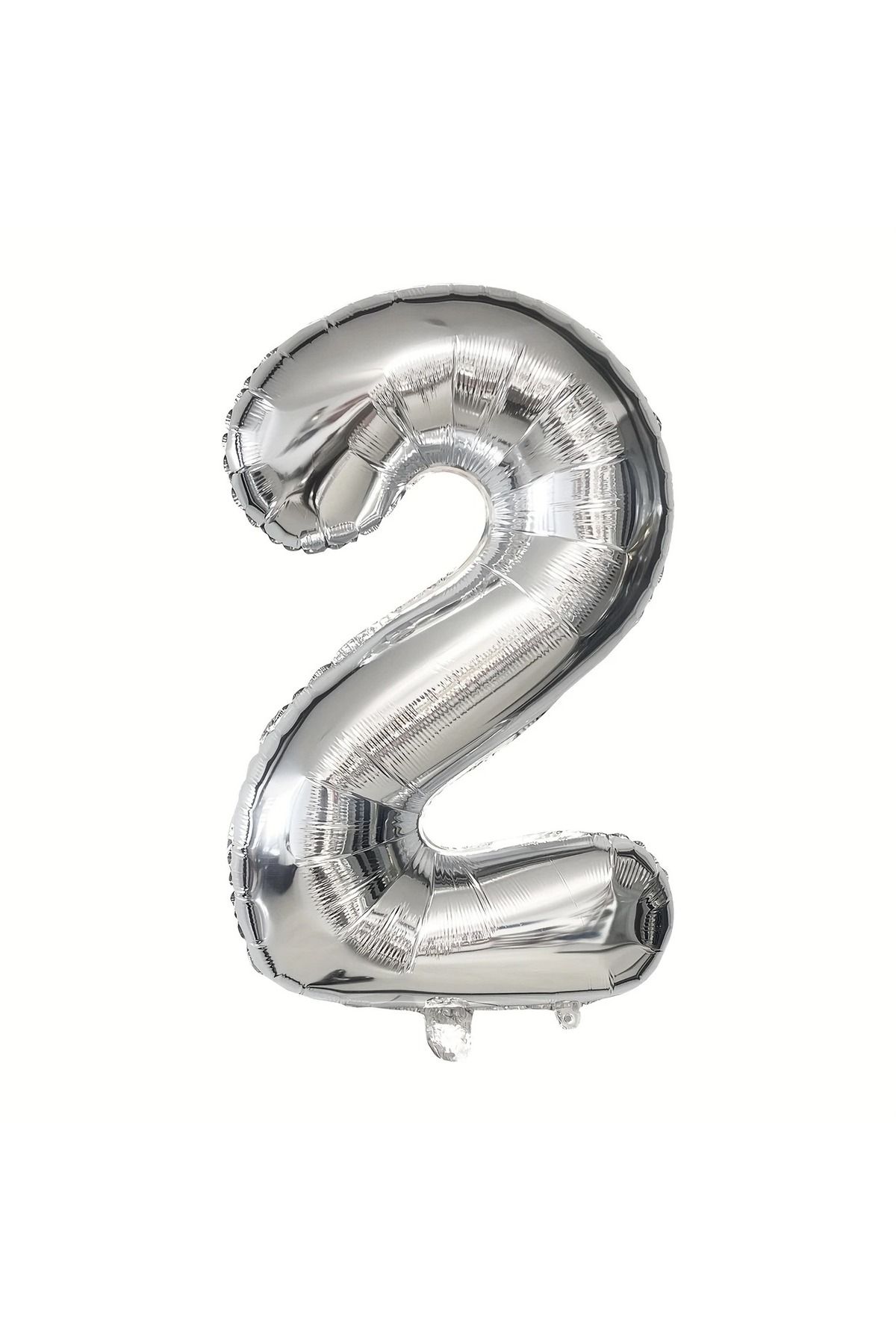 PartyPoo Gümüş Rakam Folyo Balon 2 Rakamı Gümüş Renk 100cm - Rakam Balon - 2 Yaş Doğum Günü Balonu