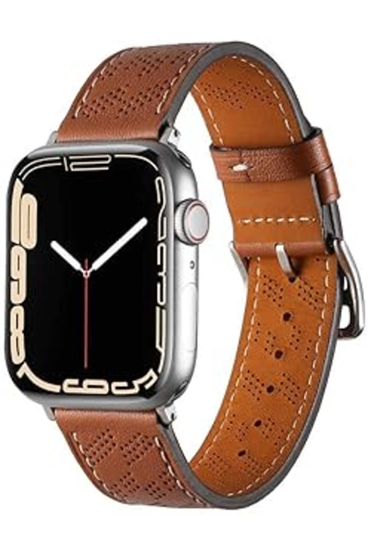 Mu Art Ahşap Zore Apple İle Uyumlu Watch 38Mm/40Mm Krd-76 Pu Deri Kordon Strap Kayış Kahverengi