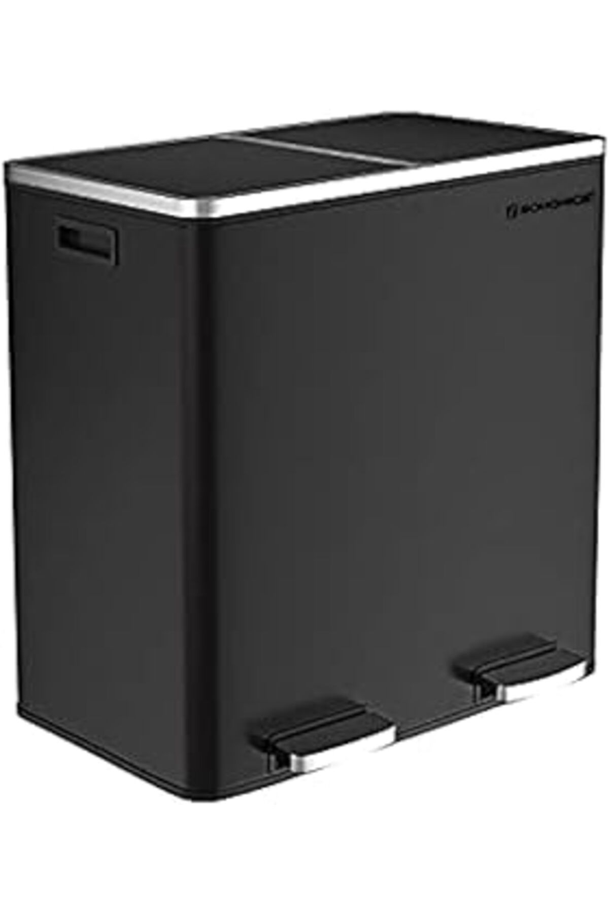 Qedii Songmics 2 X 30L Mutfak Çöp Kovası, 2 Bölmeli Atık Ayırma Siyah Ltb60Bk