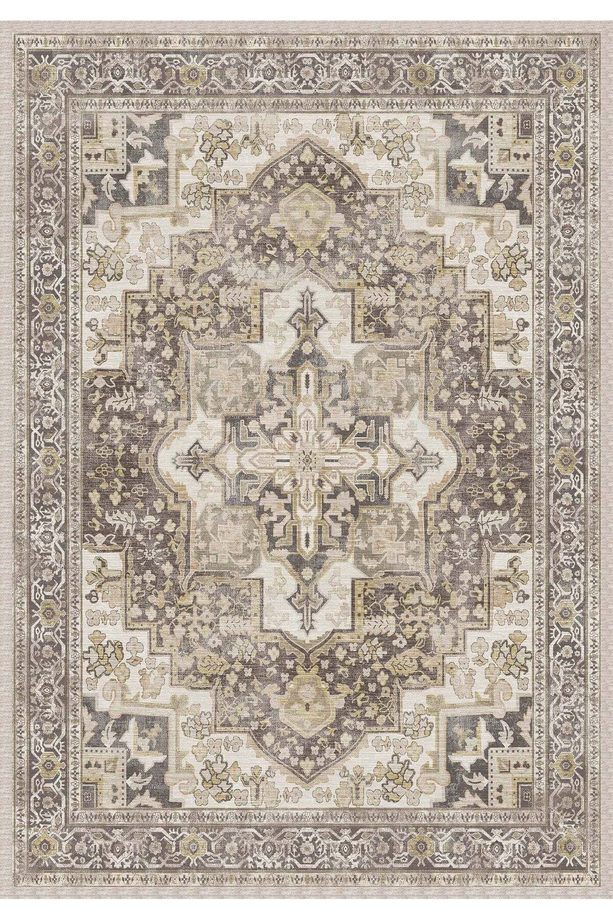 Rugs Modern Halı Mottos Koleksiyonu Bej Temalı Geleneksel Motifli Etnik Desenli Dokuma Taban Dekoratif Halı mottos36