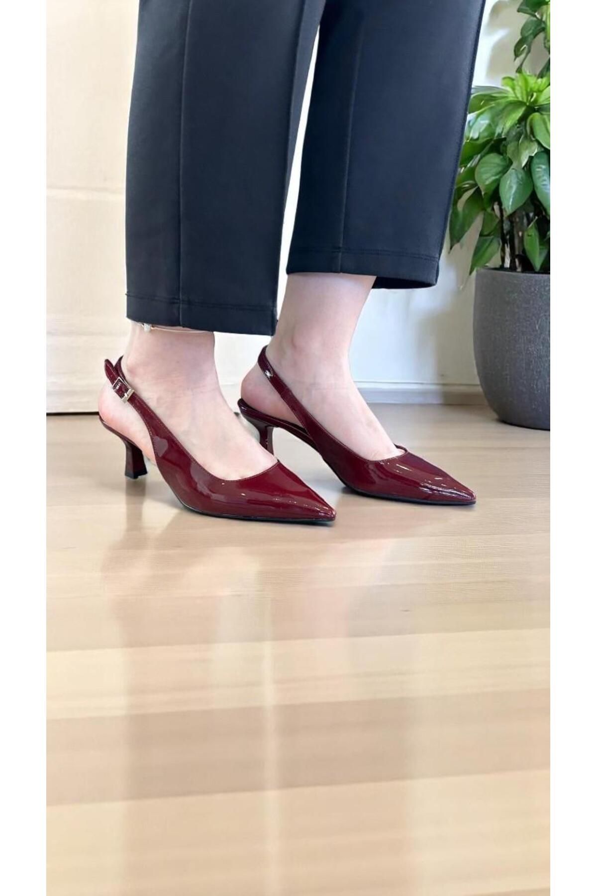 eforia 25055 Bordo Renk Tam Ortopedik Casual Topuklu Kadın Ayakkabı