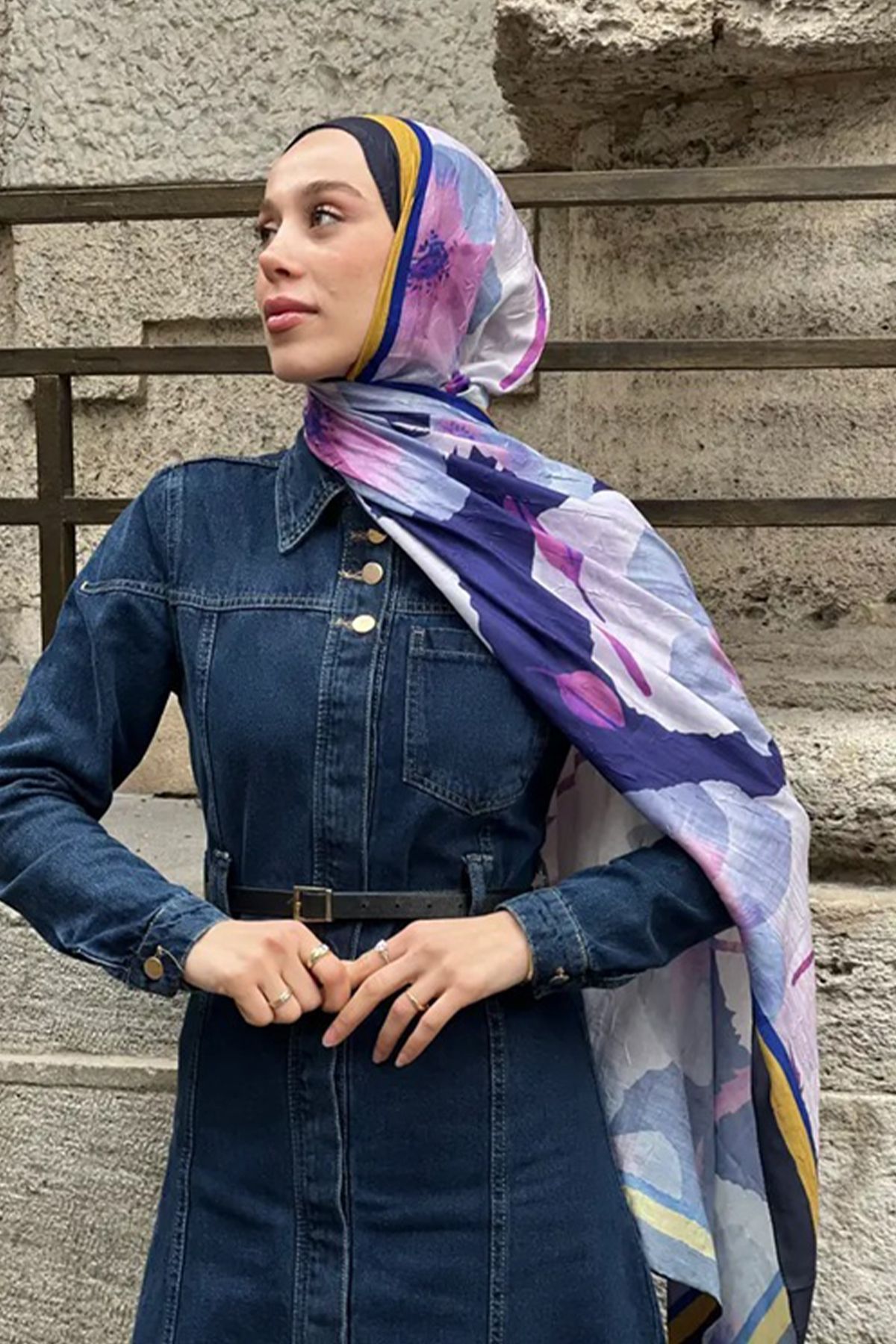 Tesettür Diyarı Gelincik Desen Bambu Şal
