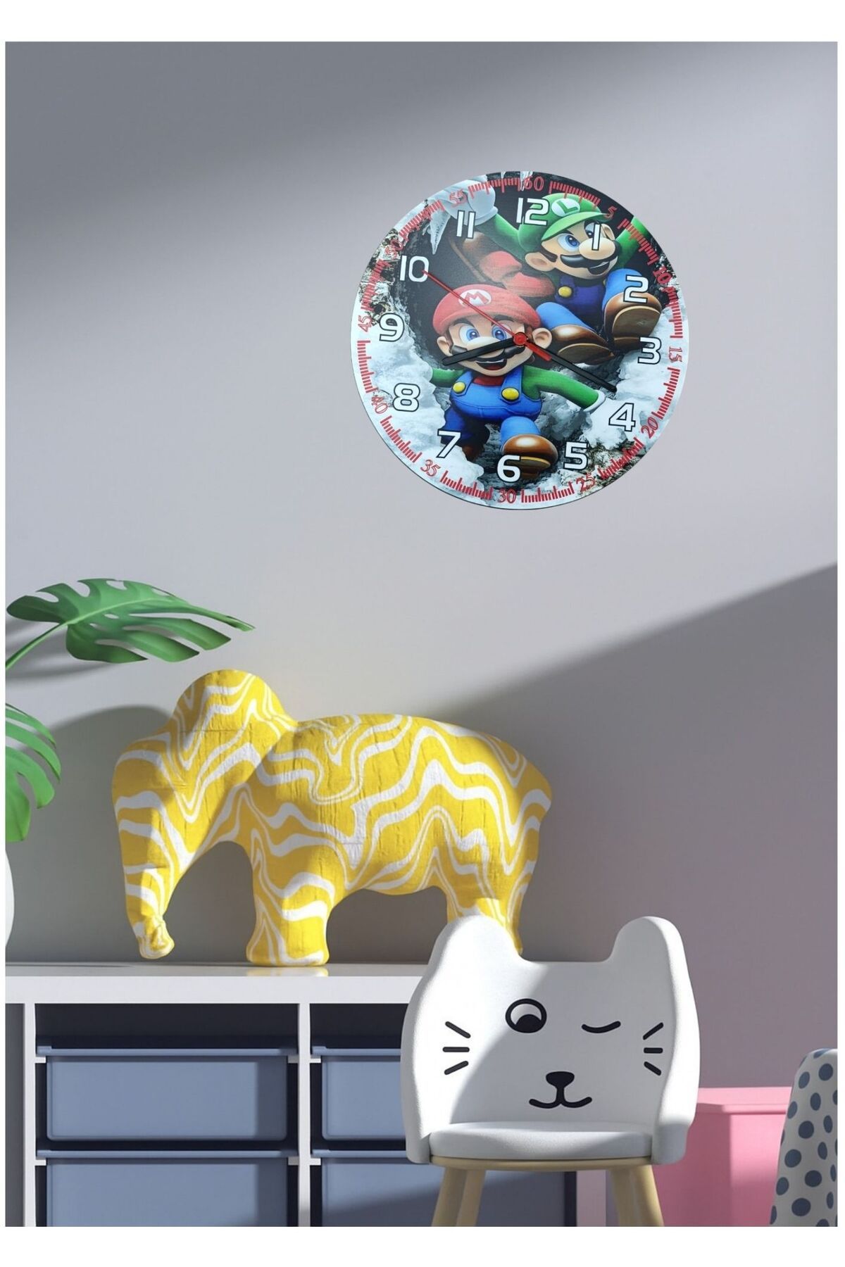 UĞUR STORE US Çocuk Odası Duvar Saati Mario
