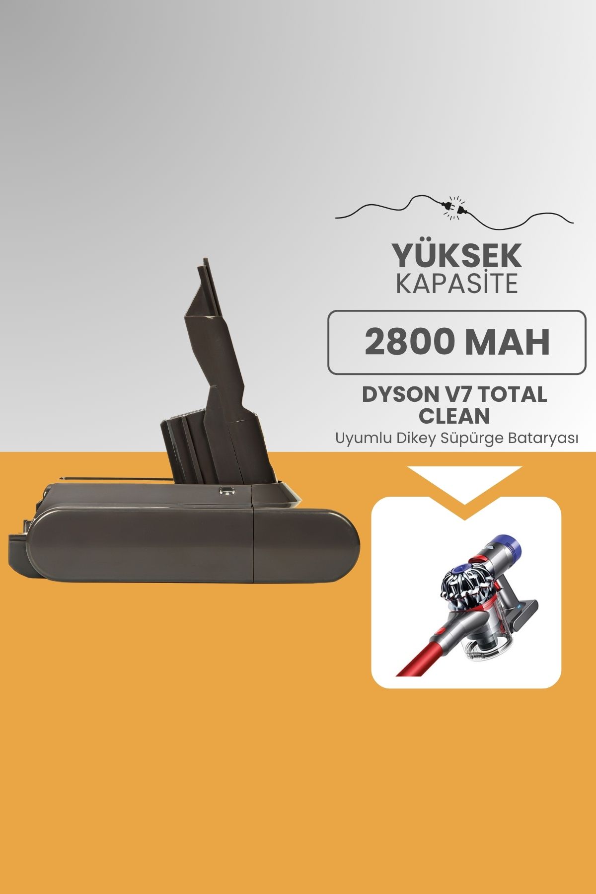 ROBOPİL Dyson V7 Total Clean Uyumlu Batarya (YÜKSEK KAPASİTE) 21.6 V 2800mah Dikey Süpürge Bataryası