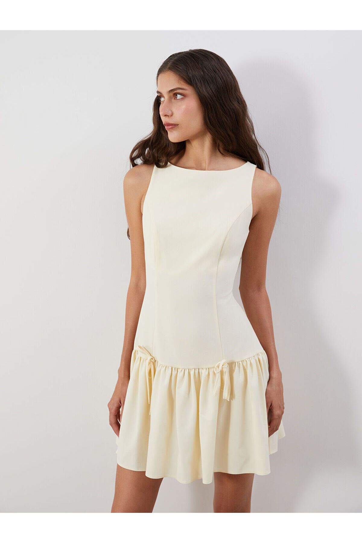 LC Waikiki Bisiklet Yaka A Kesim Poplin Mini Elbise