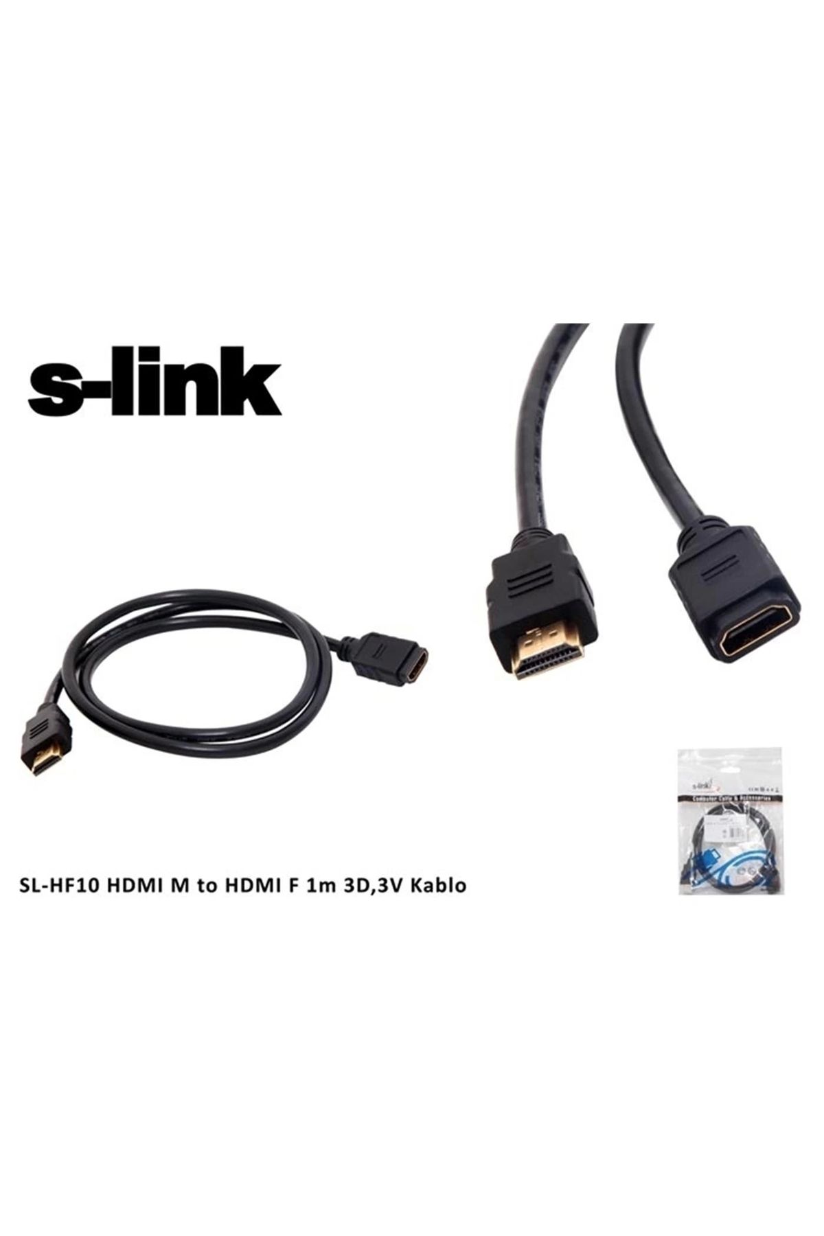 S-LINK SL-HF10 Hdmı m to Hdmı f 1 Mt 3d,3v Kablo Hdmı Erkek To Hdmı Dişi Uzatma