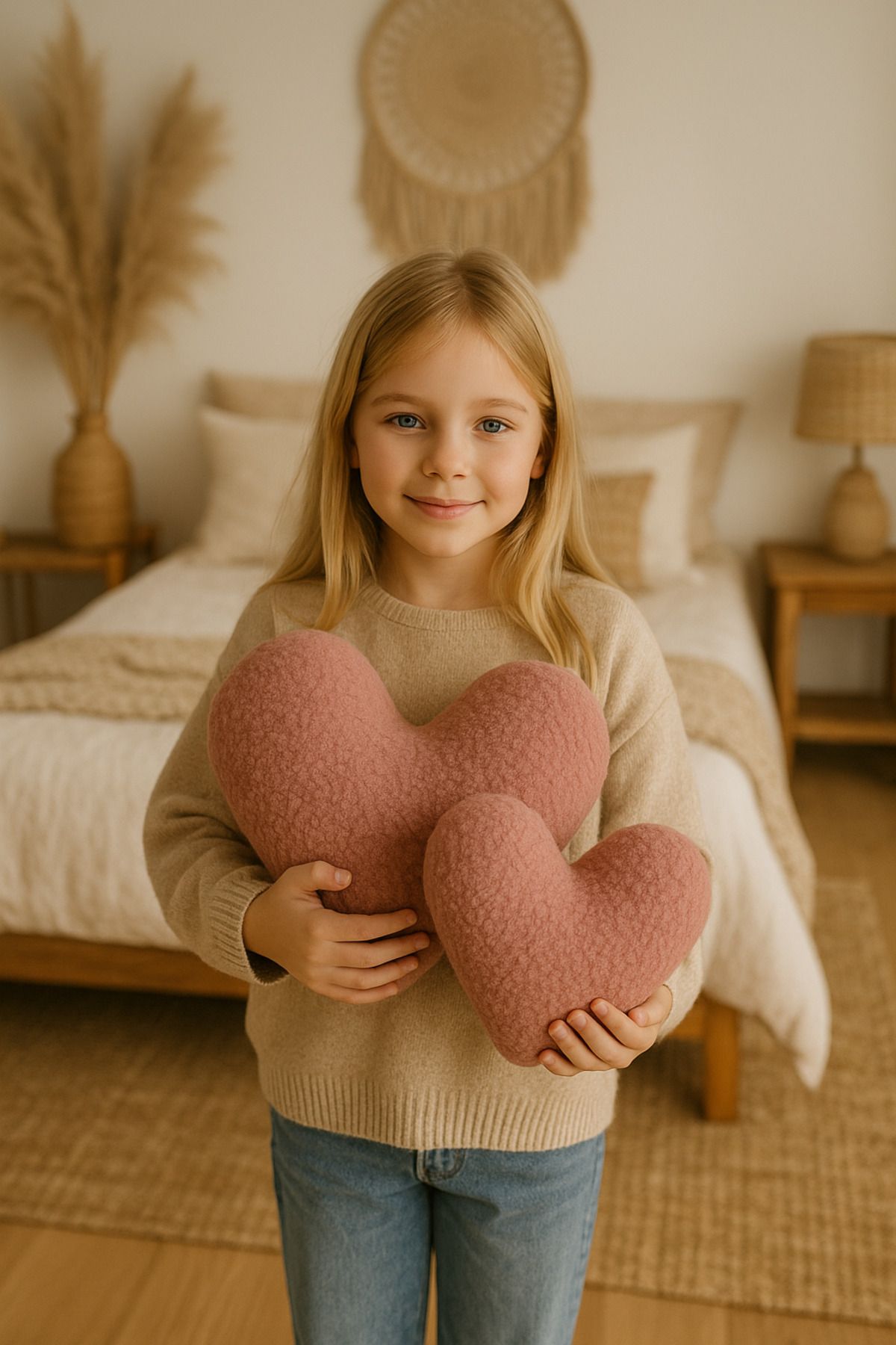 sevaradekor Teddy Kalp Yastık Peluş Kalp Yastık Kalp Yastık Çocuk Yastık Büyük Boy