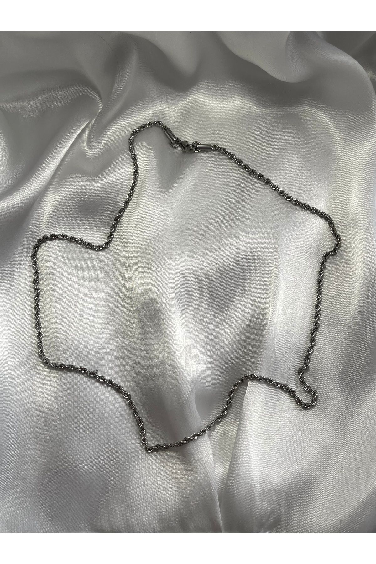 Butik Erkek Kalın Burgu Çelik Kolye / 29 cm