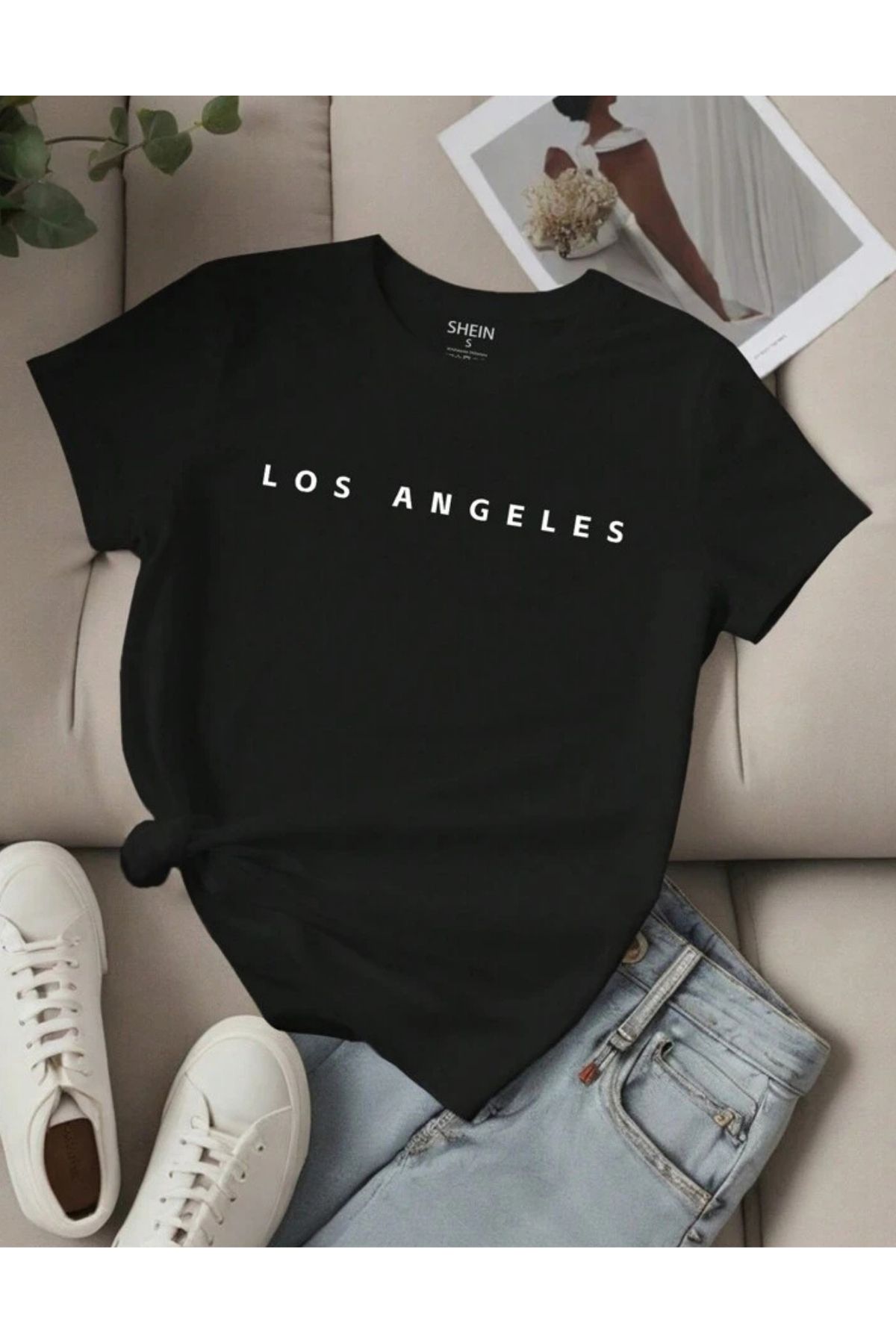 NEMESA Unısex Kadın/Erkek Baskılı Oversize Düşük Kol Bisiklet Yaka T-Shirt