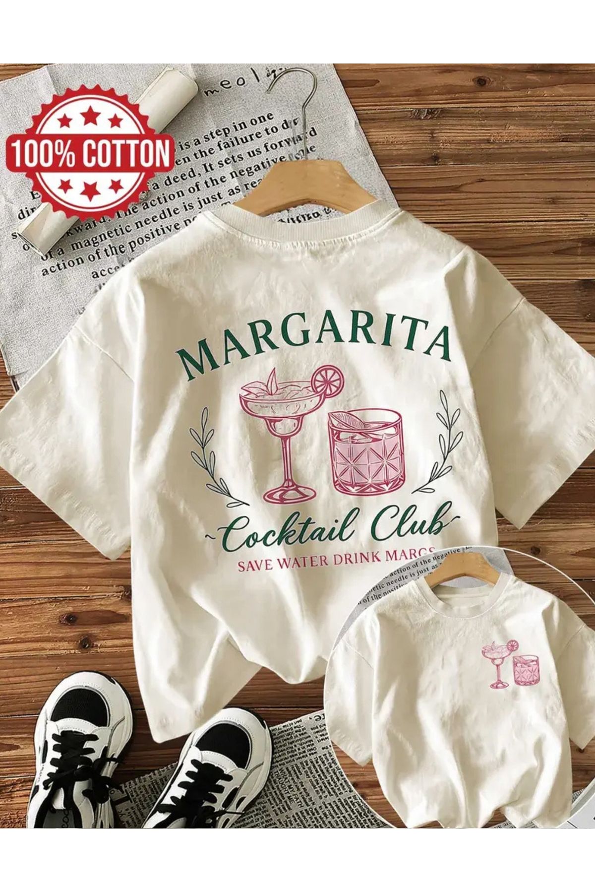 NEMESA Unısex Kadın/Erkek Baskılı Oversize Düşük Kol Bisiklet Yaka T-Shirt
