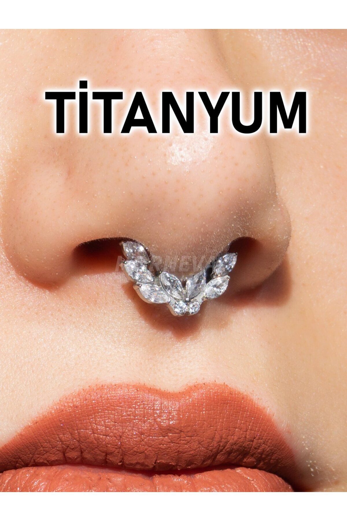 MORNEVA Titanyum Kelebek Kristaller Kilitli Halka Daith Septum Burun Piercingi