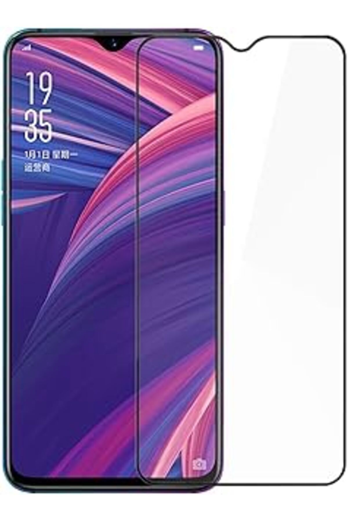 Qedii Microsonic Oppo Rx17 Pro Tam Kaplayan Temperli Cam Ekran Koruyucu Siyah