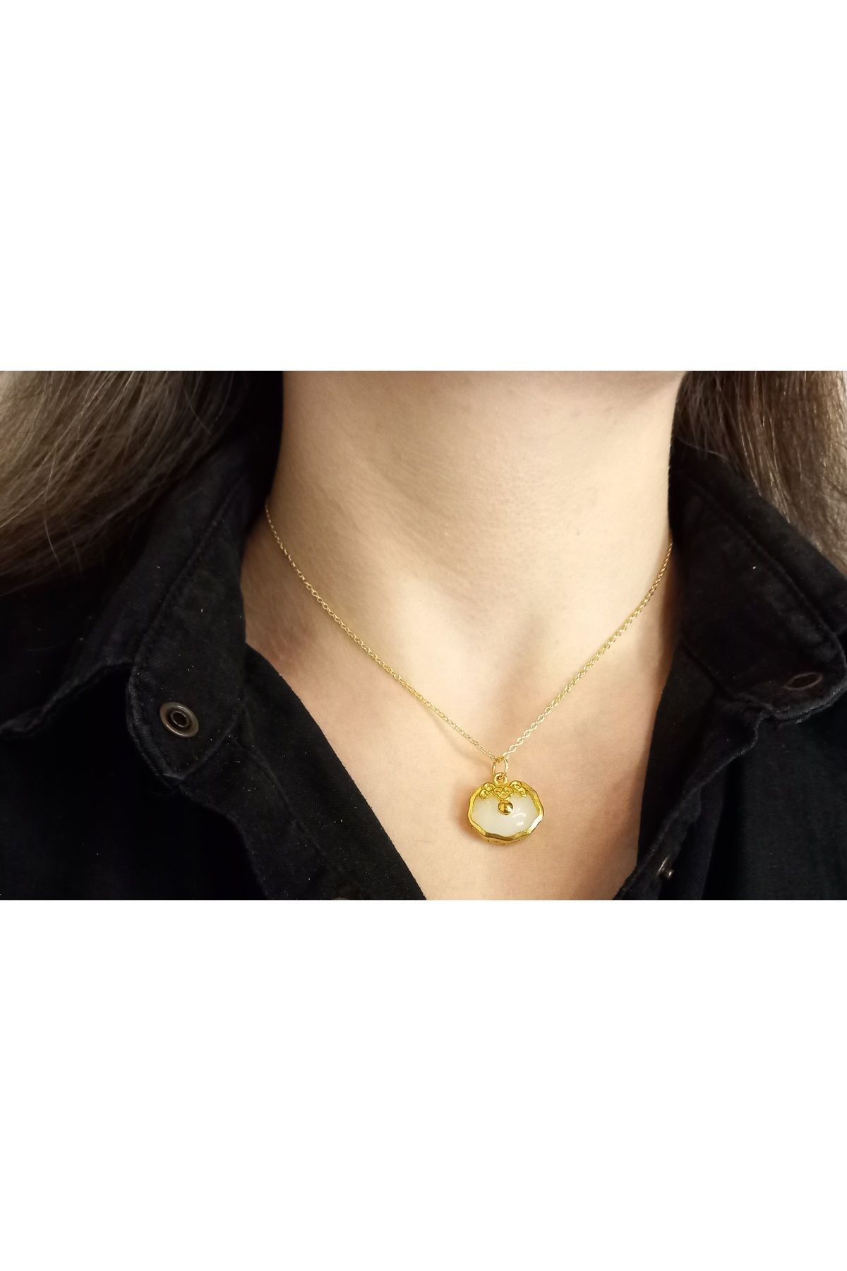 Crystal Atelier Doğal Ay Taşı Altın Kaplama Kolye Aytaşı Minimal Kolye-Armut Modeli Doğal Ay Taşı Kolye-Kadın Kolye