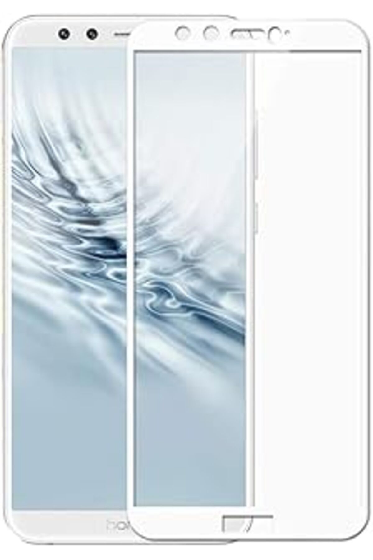 Qedii Ehr. Huawei Honor 9 Lite Uyumlu Full Kaplayan Temperli 5D Ekran Koruyucu Cam (Beyaz)