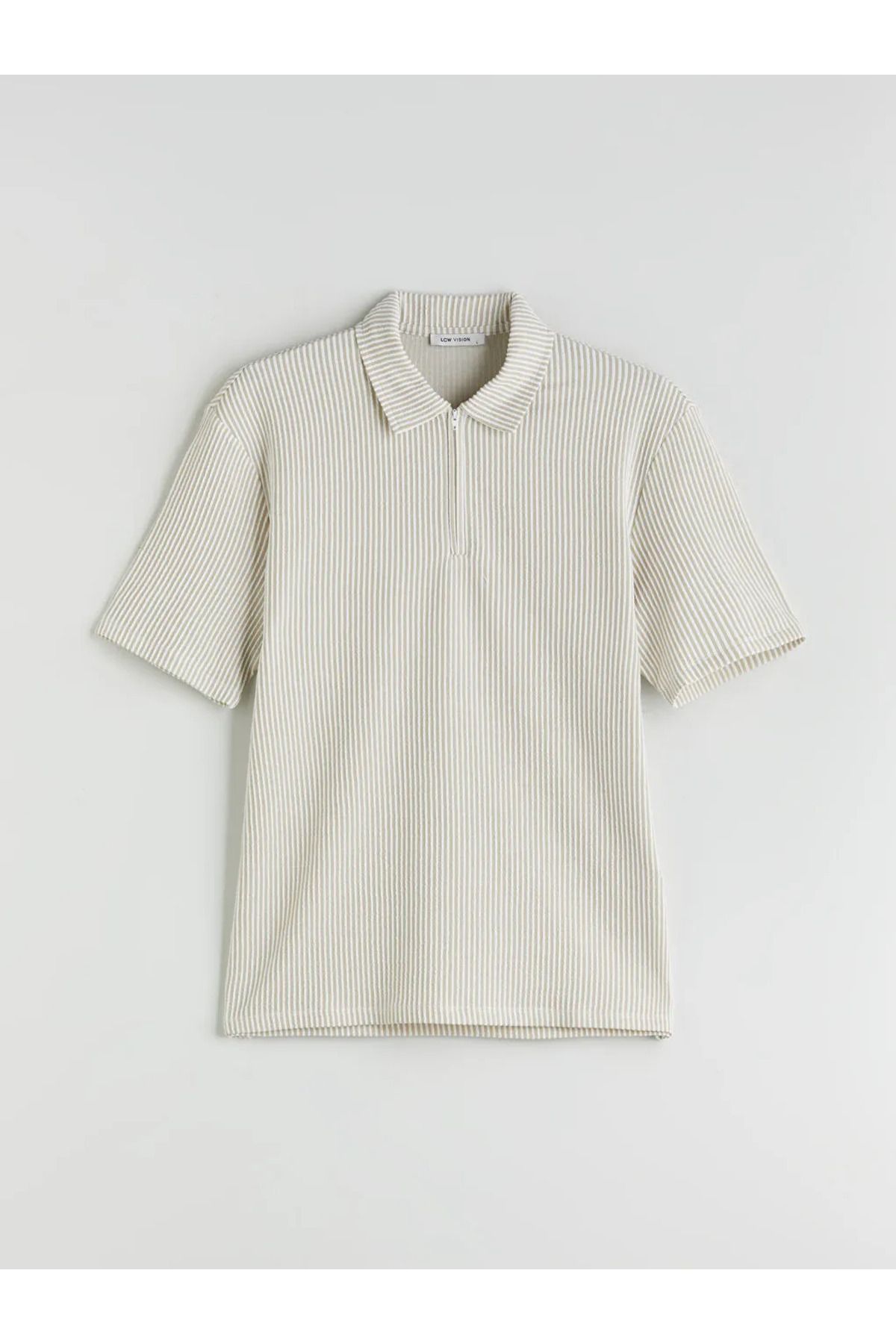 LC Waikiki LCW Vision Bej Polo Yaka Çizgili Erkek Tişört