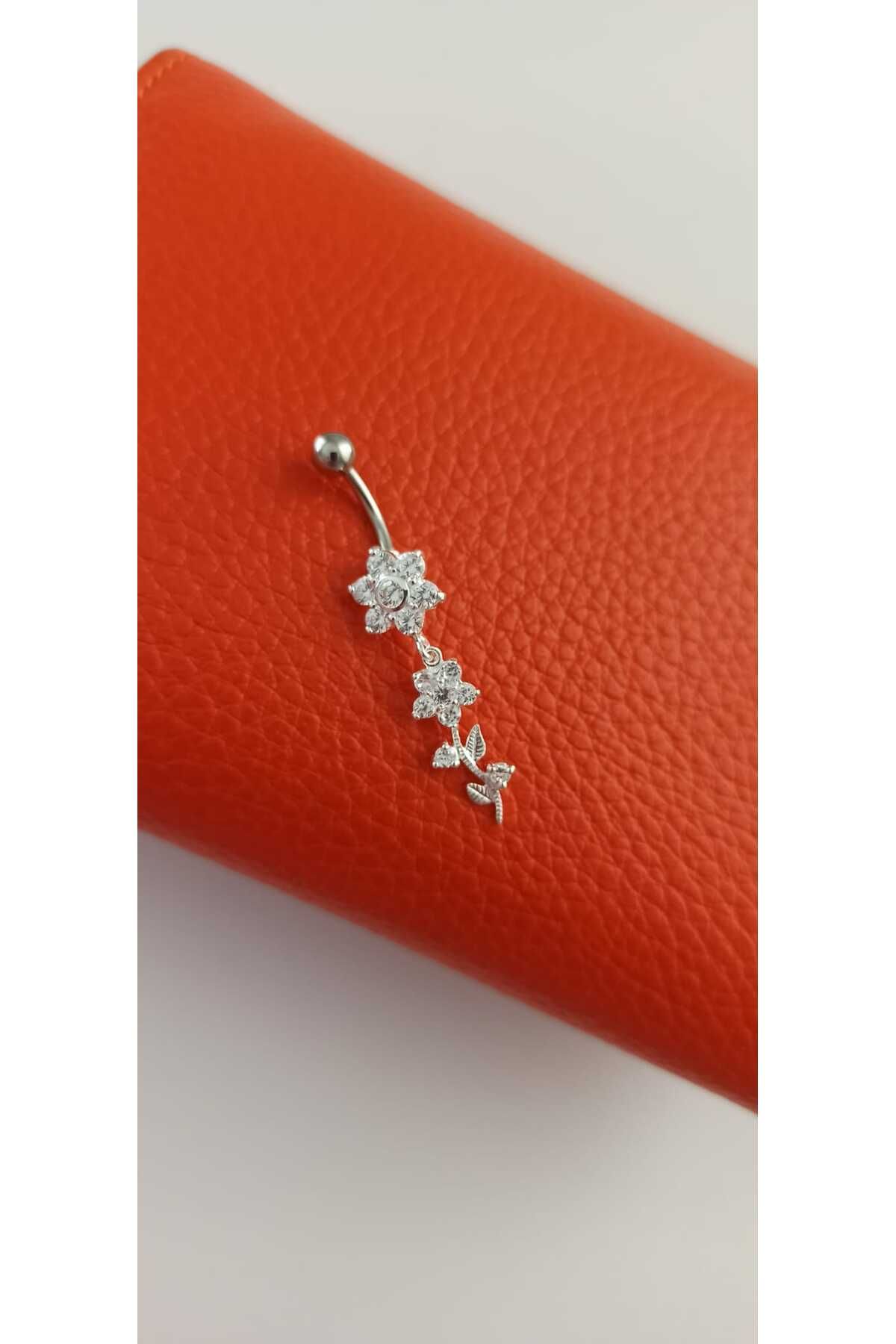 Simge Gümüş 925 Ayar Gümüş Göbek Piercing