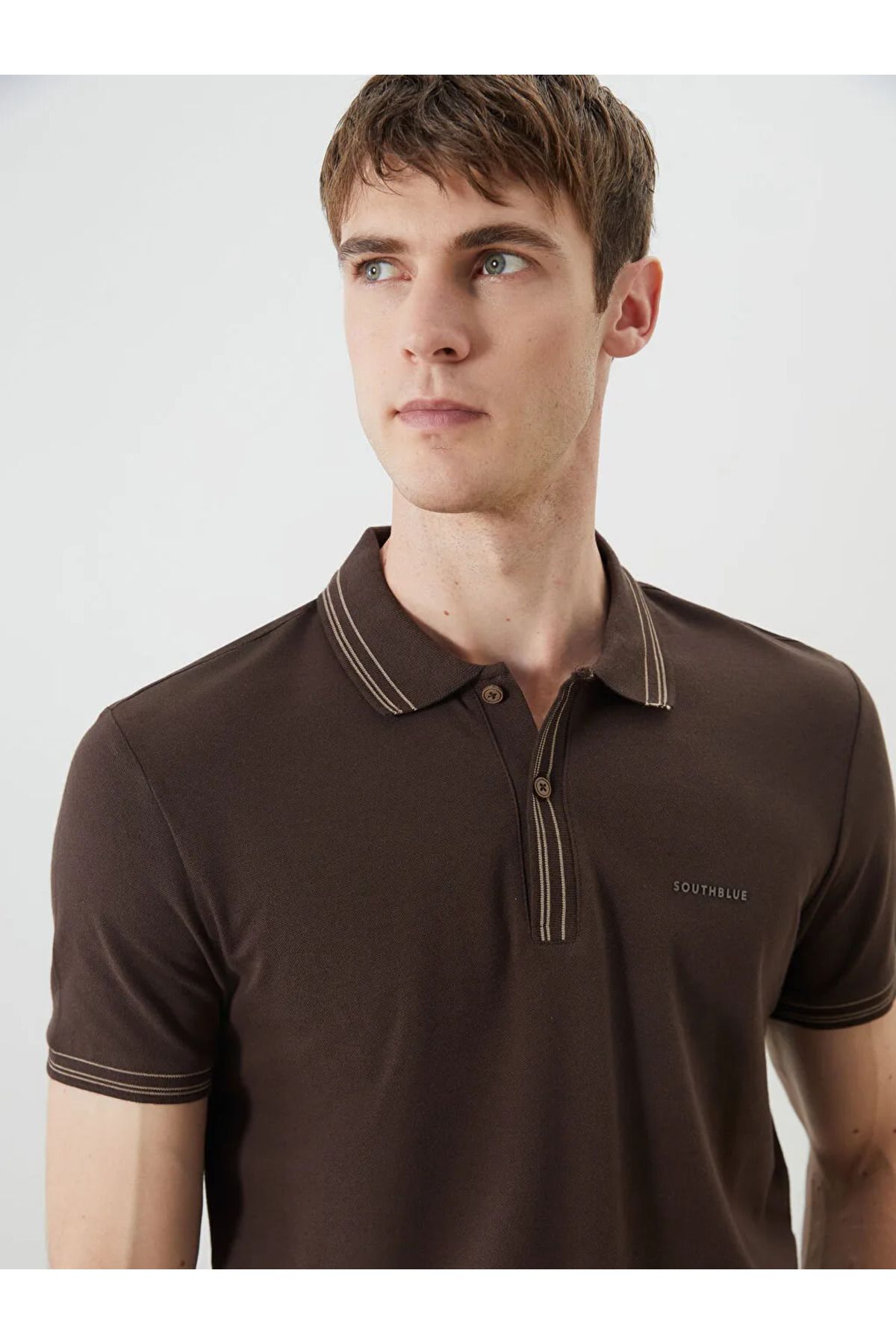 LC Waikiki SOUTHBLUE Kahverengi Polo Yaka Pike Erkek Tişört