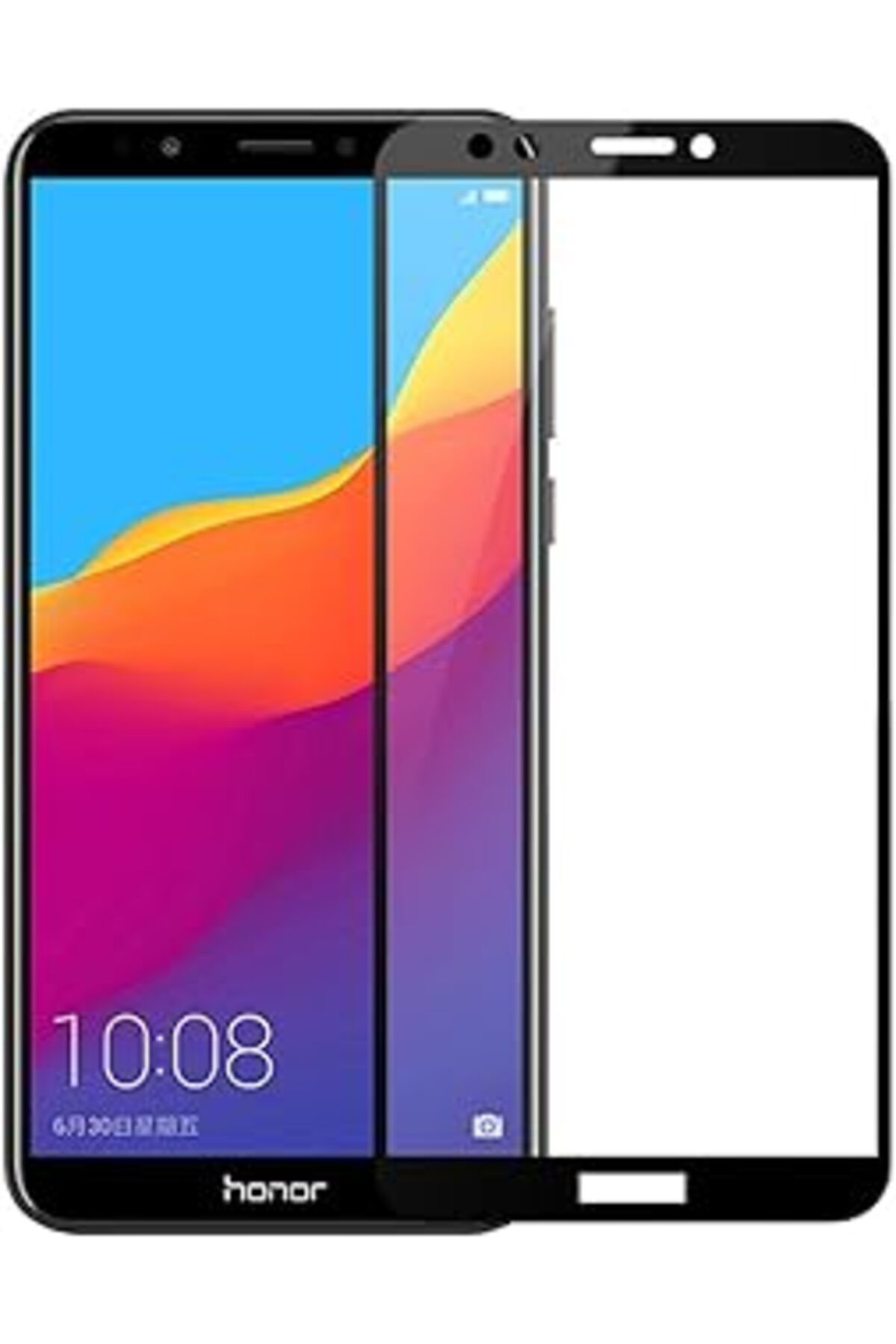 Qedii Ehr. Huawei Y6 2018 Uyumlu Full Kaplayan Temperli 5D Ekran Koruyucu Cam (Siyah)